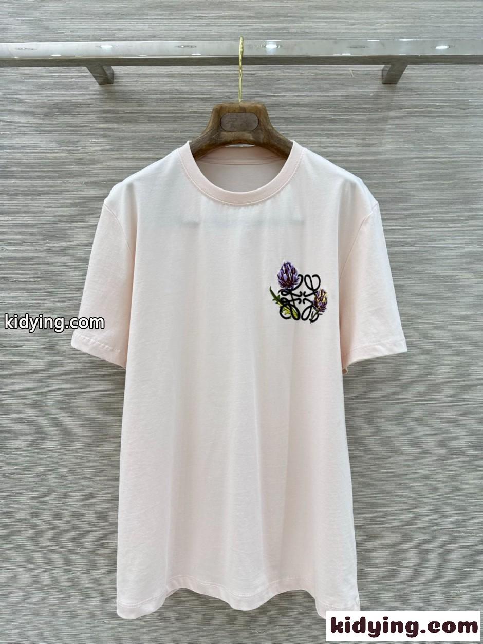 コットン クルーネック 半袖Tシャツ ロエベ Tシャツ コピー 合わせやすい-0