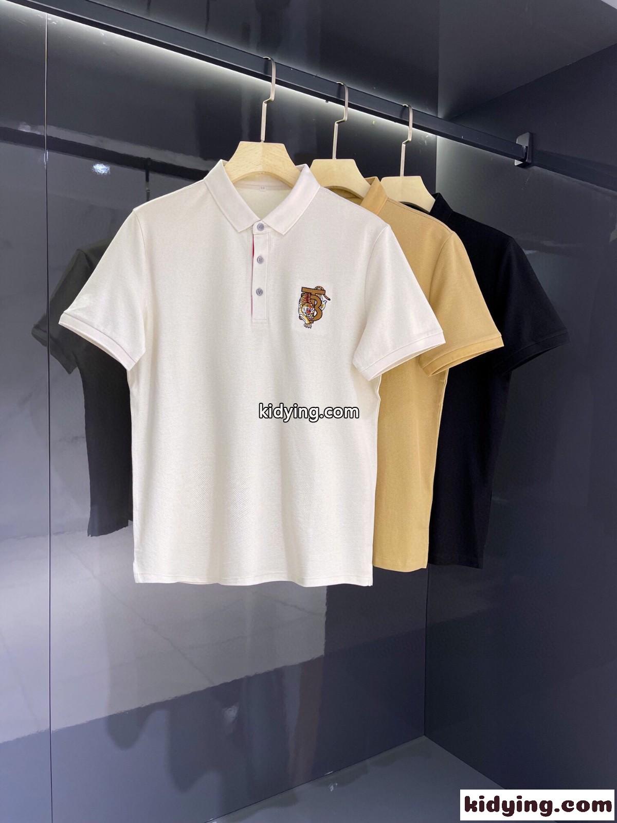 TB タイガー ロゴ ポロシャツ バーバリー 半袖Tシャツ コピー シルケット コットン 快適 トップス-1