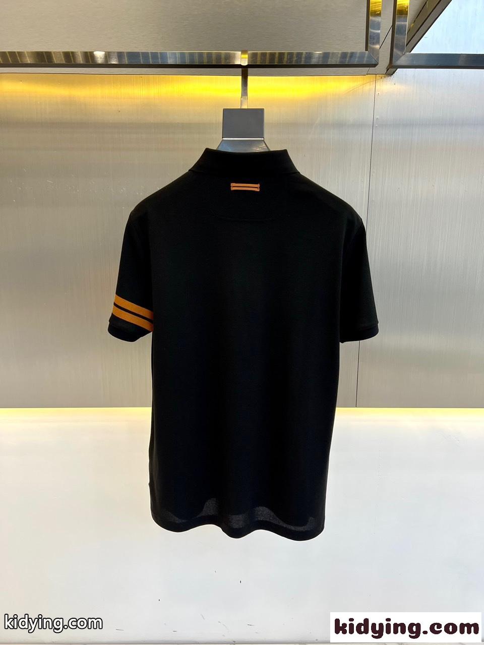 カジュアル 定番 エルメネジルド・ゼニア Tシャツ コピー 半袖ポロシャツ ブラック-4
