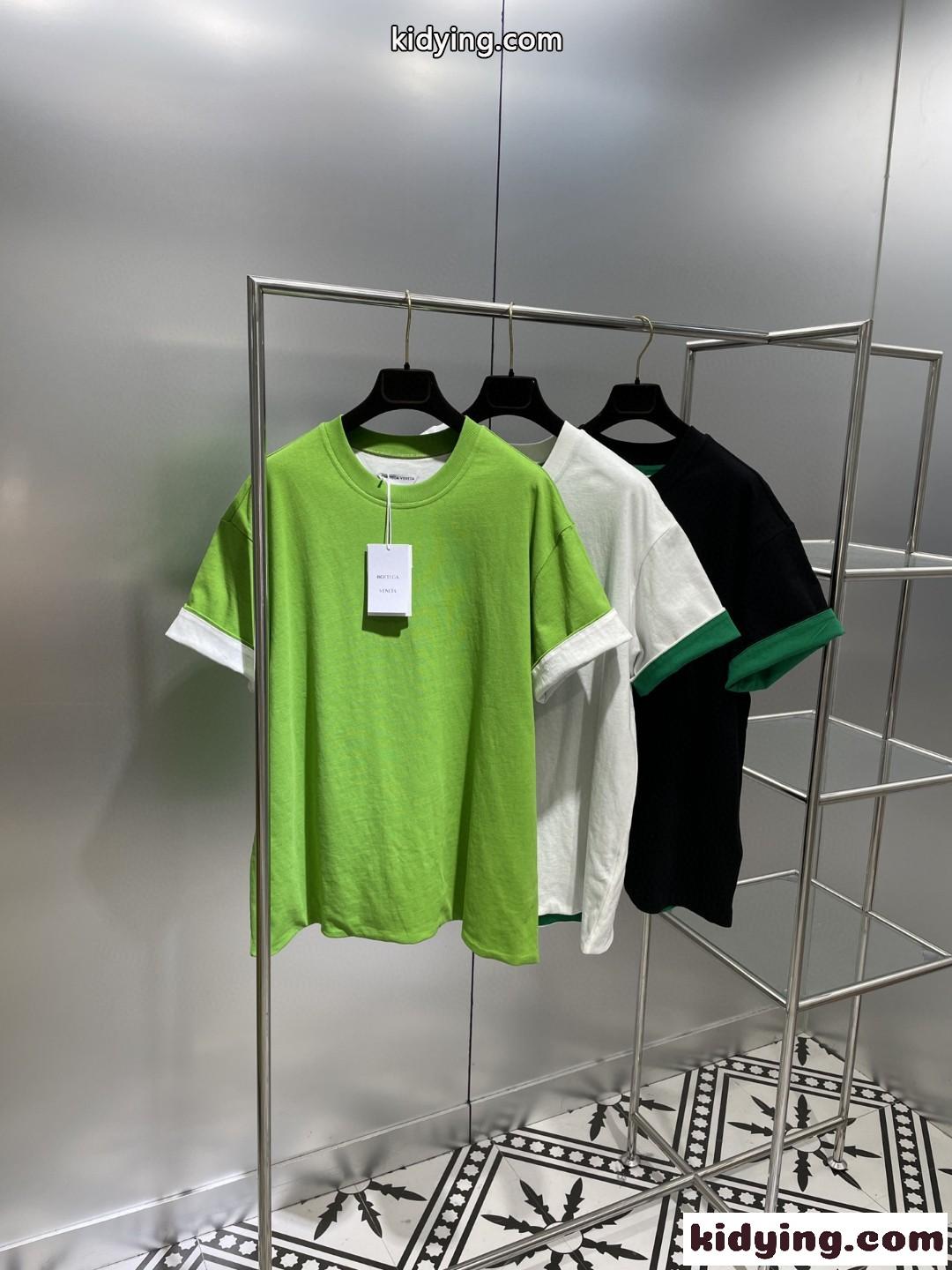 3色あり おしゃれ カジュアル バイカラー ボッテガ・ヴェネタ Tシャツ コピー 半袖 トップス-0