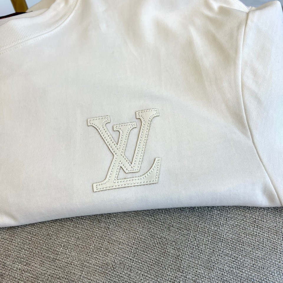 シンプル ロゴ クルーネック 半袖Tシャツ ルイ・ヴィトン Tシャツ コピー ホワイト-2
