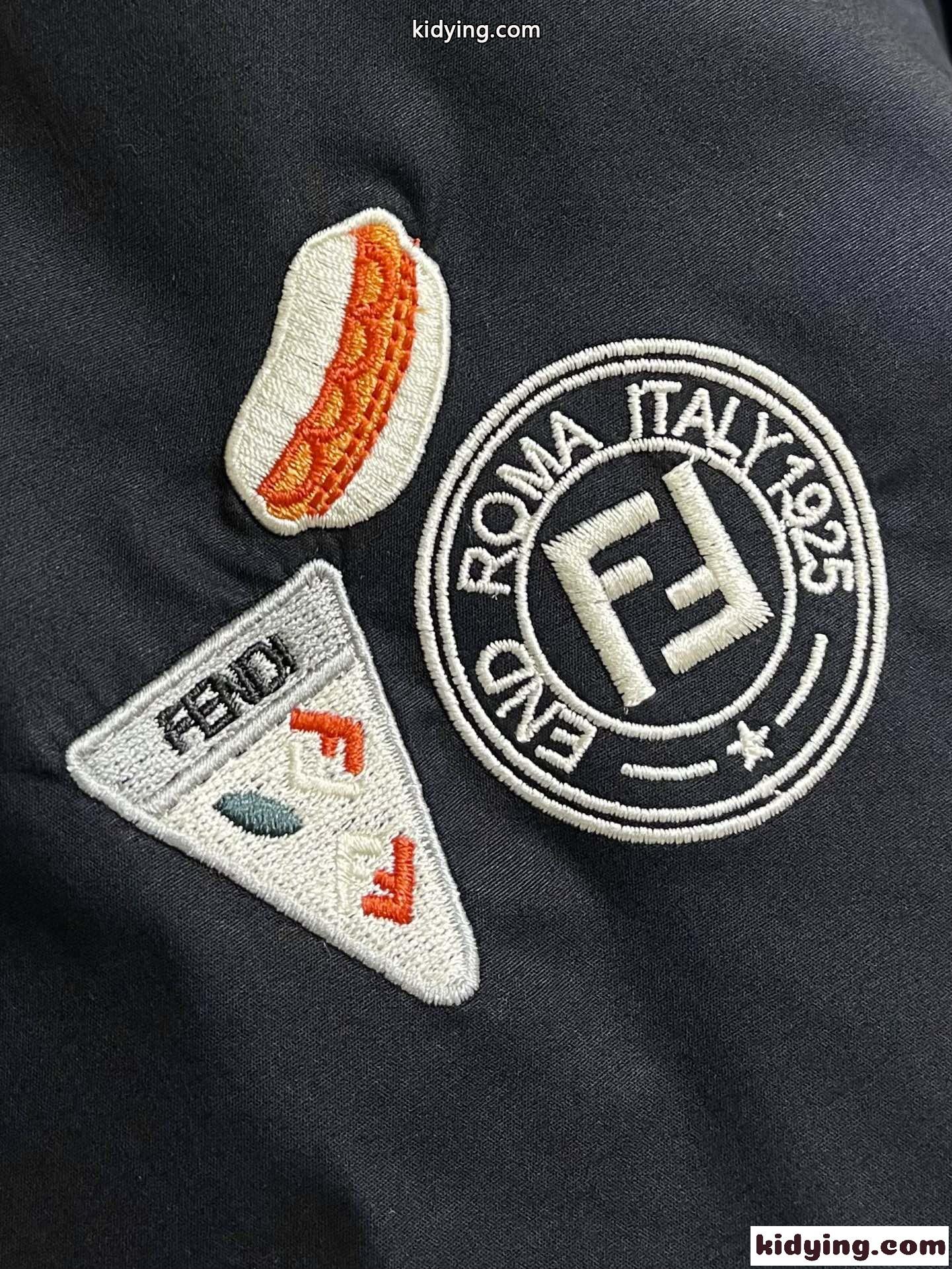 シンプル 刺繍入り ロングスリーブシャツ フェンディ シャツ コピー コットン ブラック-1