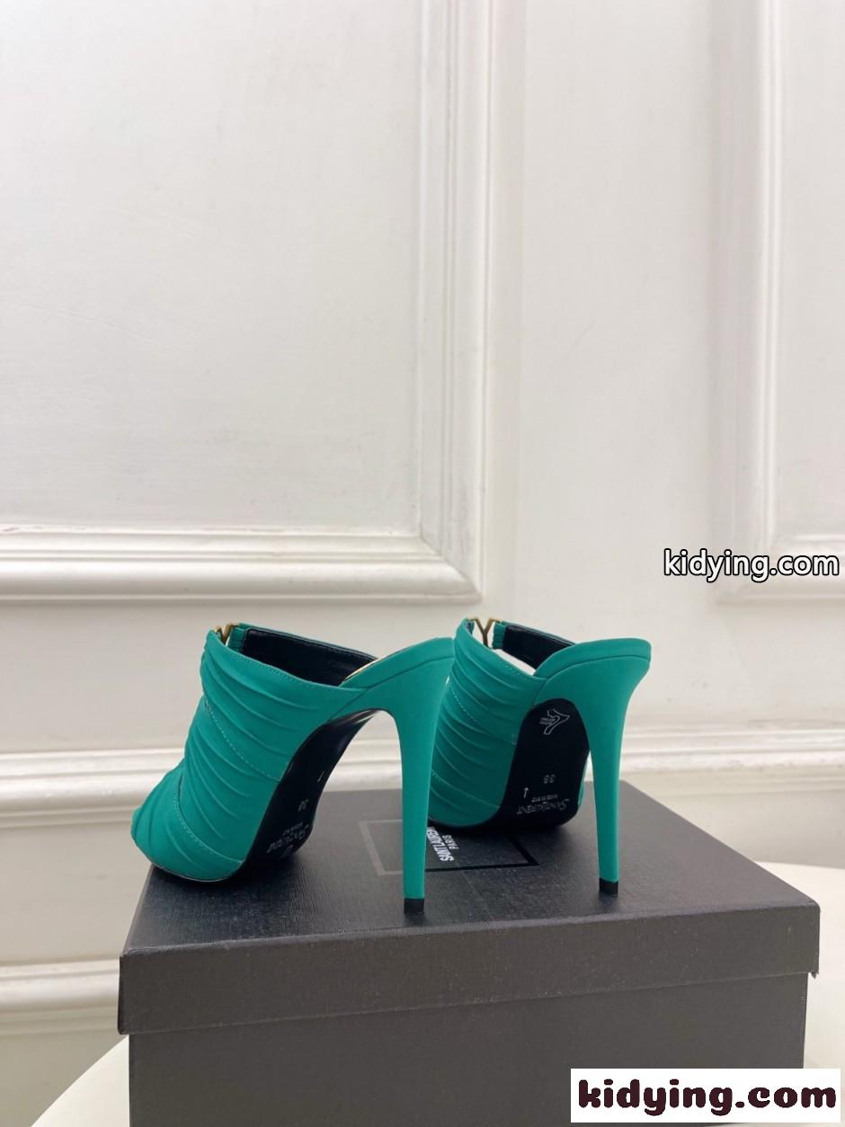 注目される YSL エミリー ミュール イヴ・サンローラン サンダル コピー グリーン-3