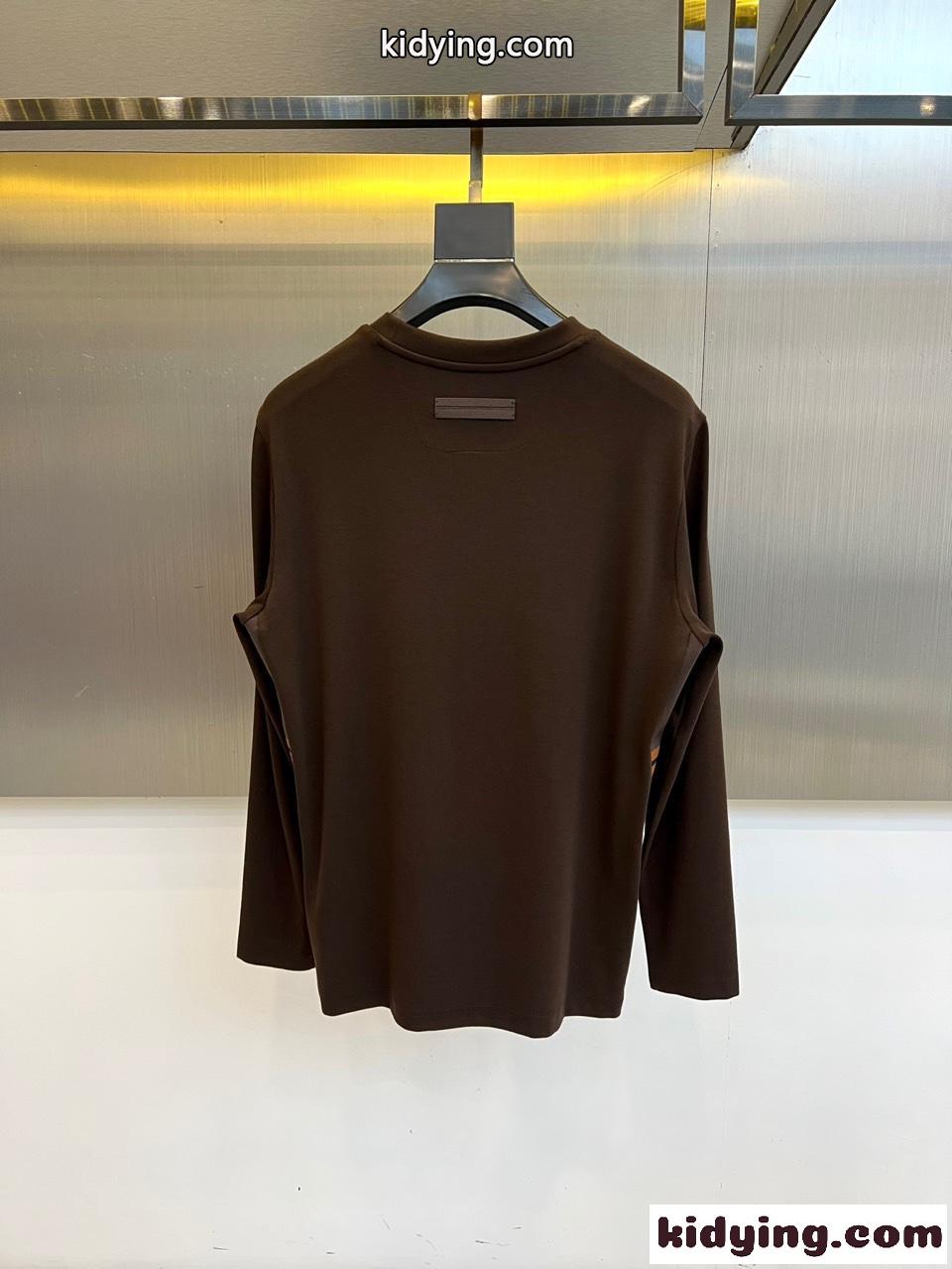 洗練された エルメネジルド・ゼニア Tシャツ 偽物 シンプル コットン 長袖Tシャツ-3