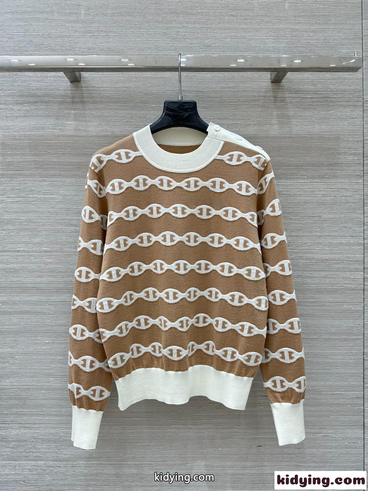 シェーヌ・ダンクル ロングスリーブニット エルメス セーター コピー ウール-2