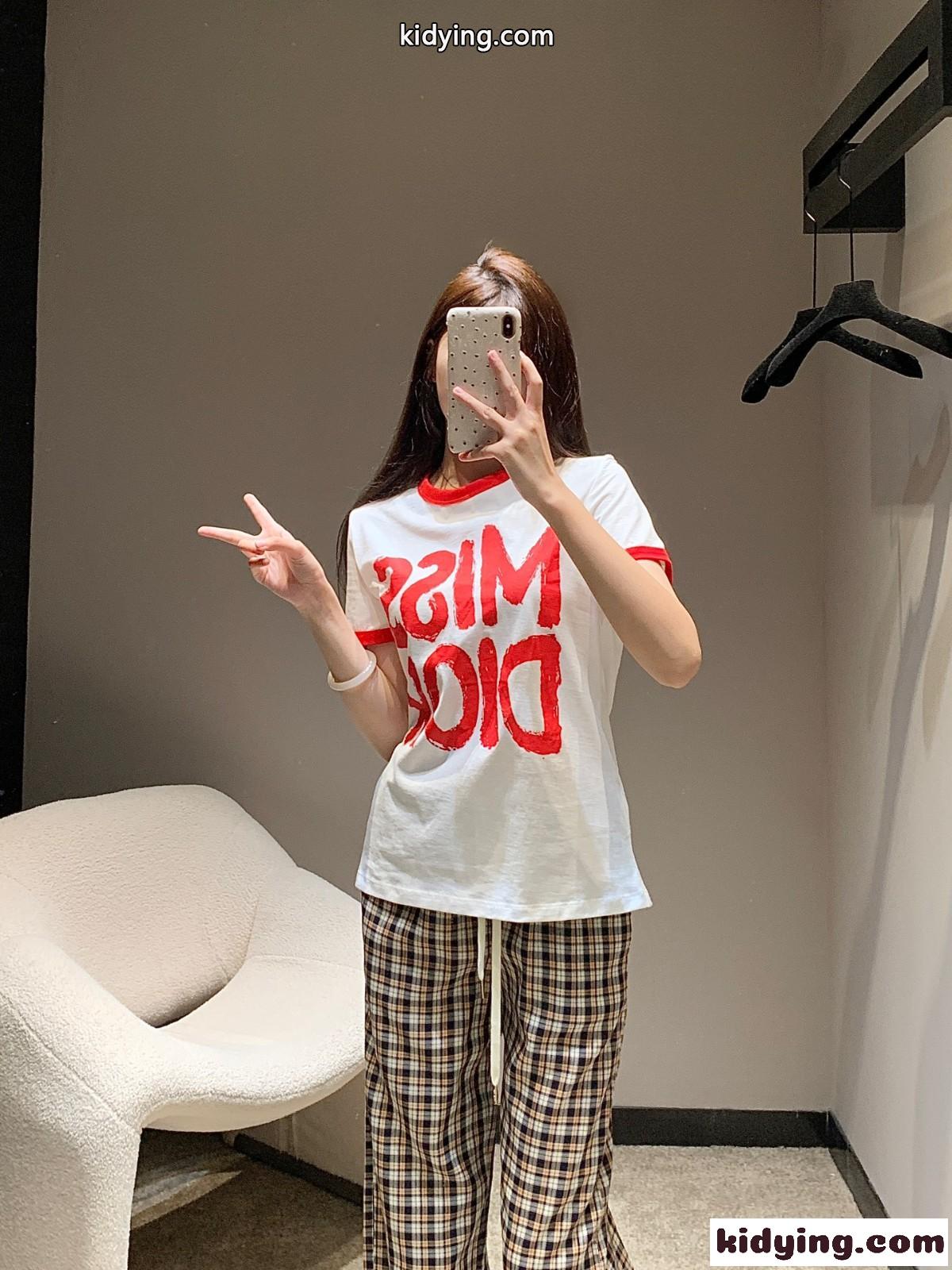人気 Miss Dior コットン 半袖Tシャツ クリスチャン・ディオール Tシャツ コピー-5