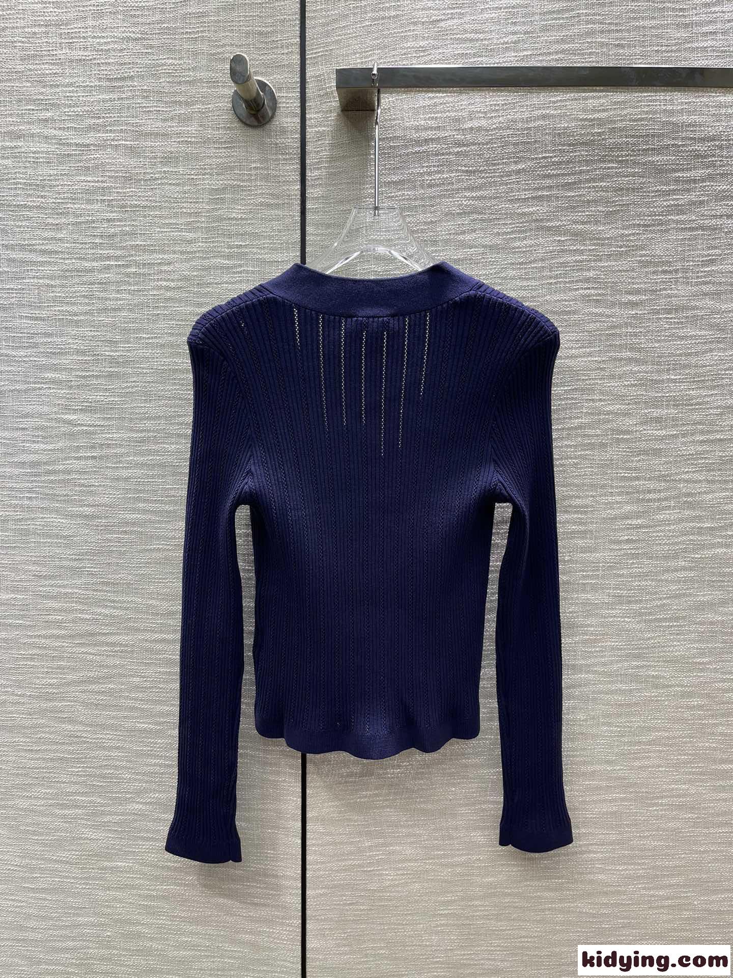 春夏 薄手 クロップド ニットカーディガン バルマン ニット コピー レディース ブルー-4