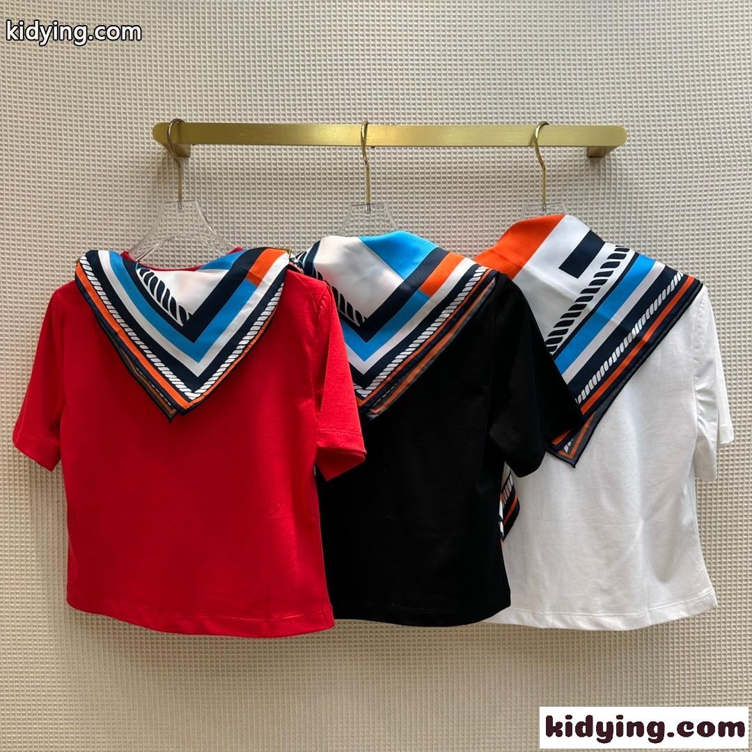 プリントスカーフ付き クロップトップ ルイ・ヴィトン Tシャツ コピー レディース-2
