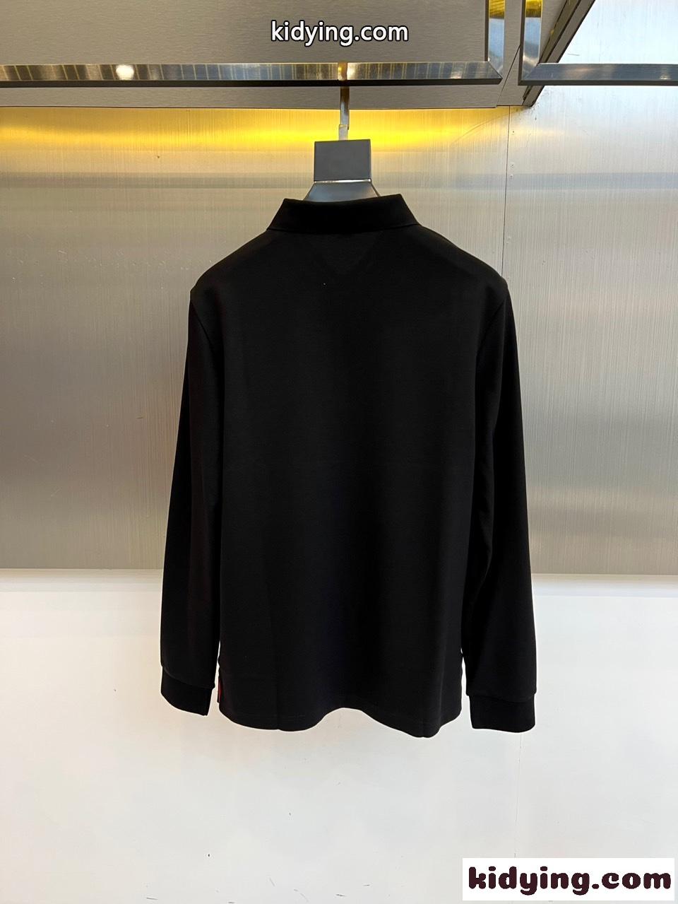 カジュアル 上品 ポロシャツ モンクレール Tシャツ 偽物 長袖 ブラック-3