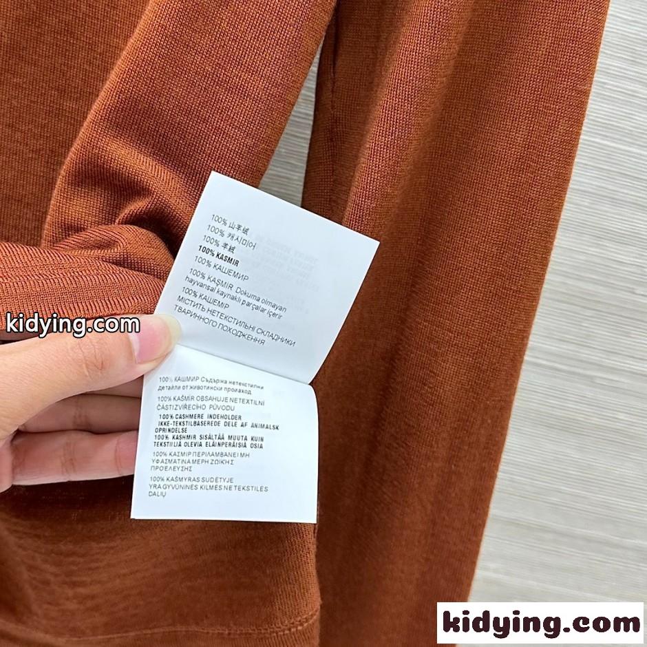 ロゴ入り ヘンリーネック カシミヤ トップス ミュウミュウ Tシャツ コピー ブラウン-3