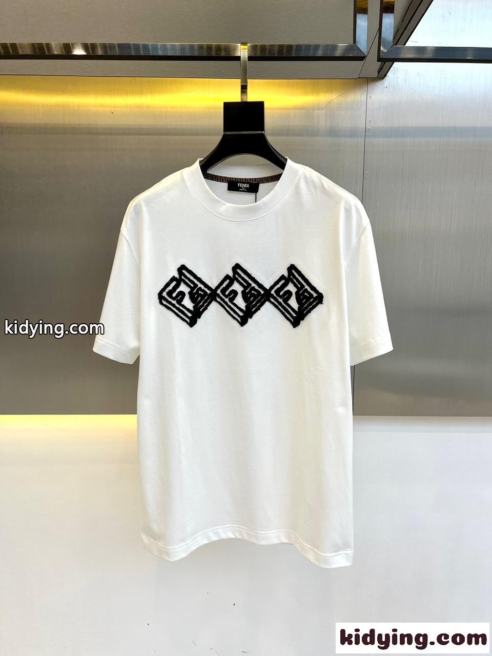 定番 ロゴ シルケットコットン フェンディ 半袖Tシャツ コピー ホワイト-0