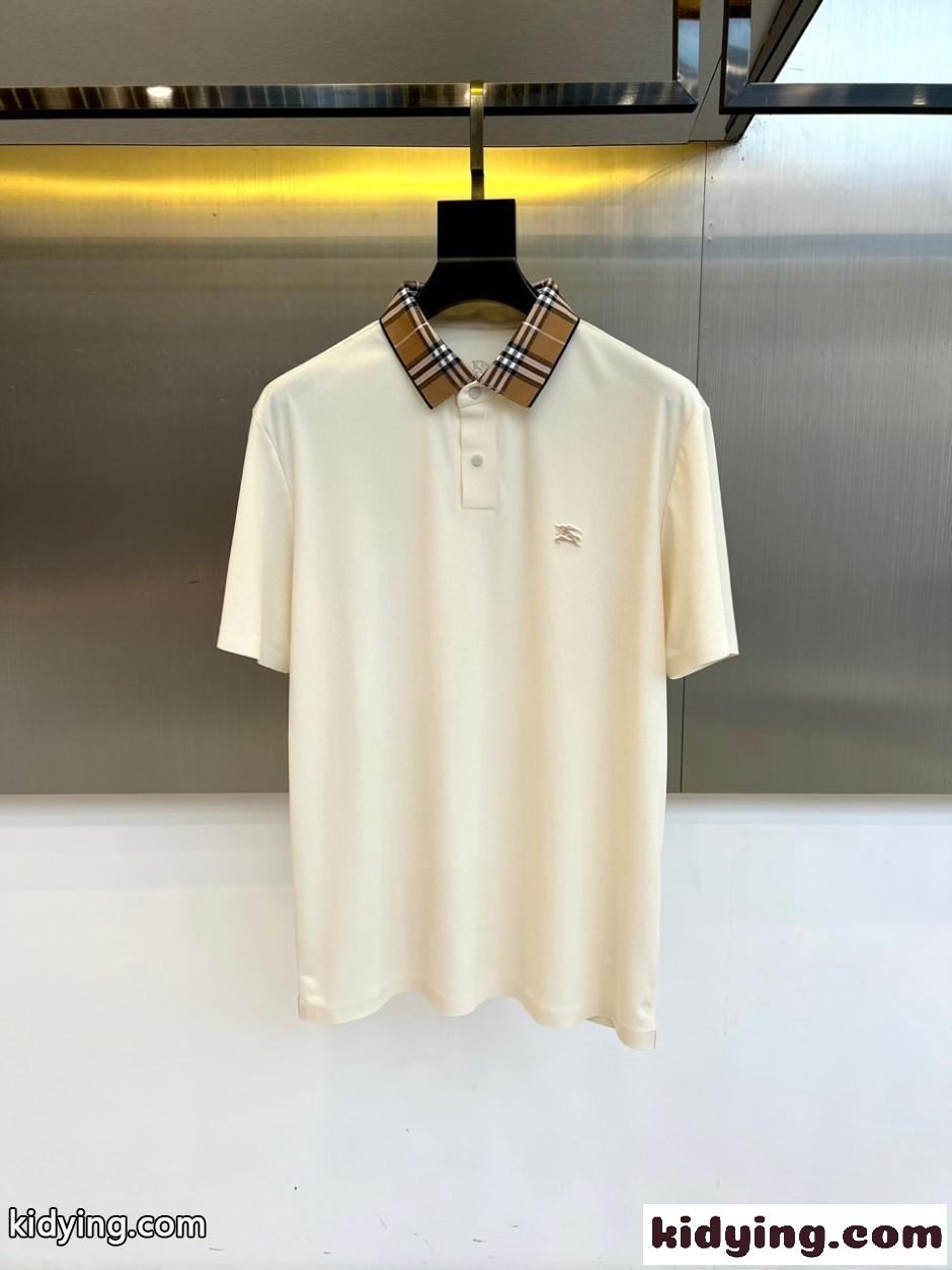 シンプル 上品 半袖 ポロシャツ バーバリー Tシャツ 偽物 ホワイト-1