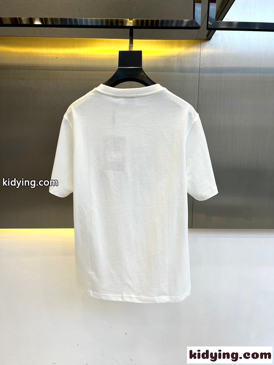 カジュアル ロゴプリント クルーネック バーバリー 半袖Tシャツ コピー ホワイト-4