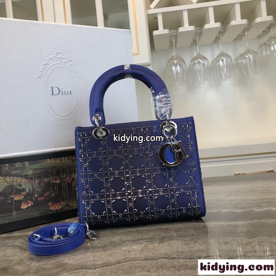 大人気 LADY DIOR カナージュ サテン ハンドバッグ クリスチャン・ディオール バッグ コピー ブルー-1