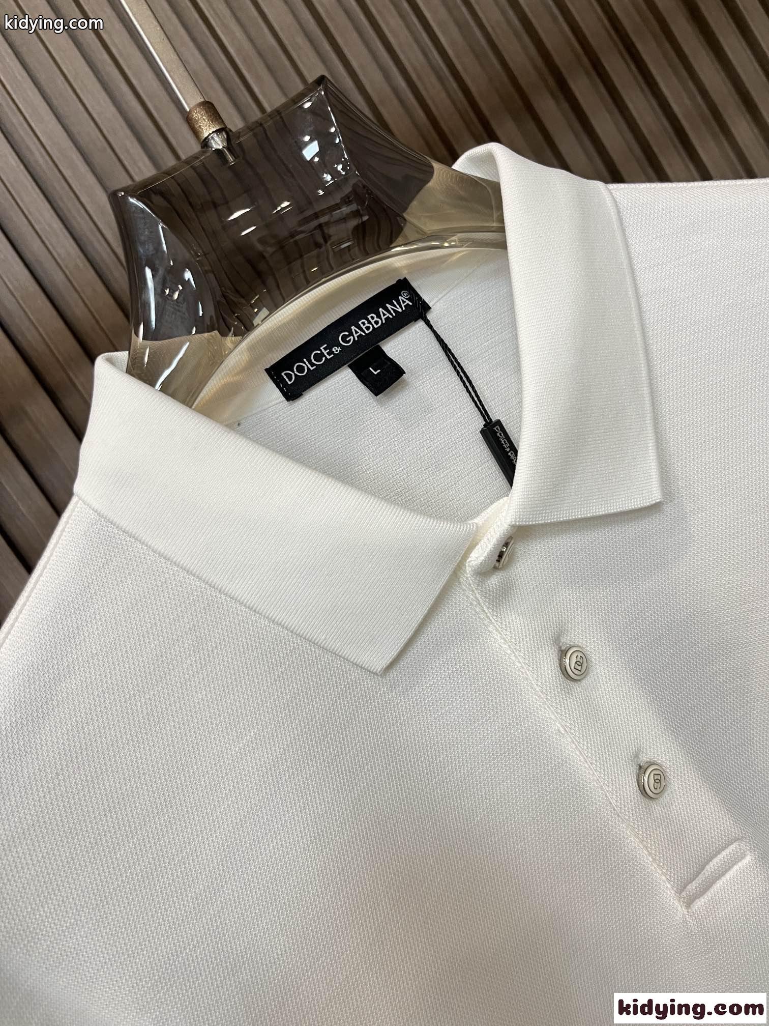 シンプル コットン 長袖 ポロシャツ ドルチェ&ガッバーナ Tシャツ コピー ホワイト-2