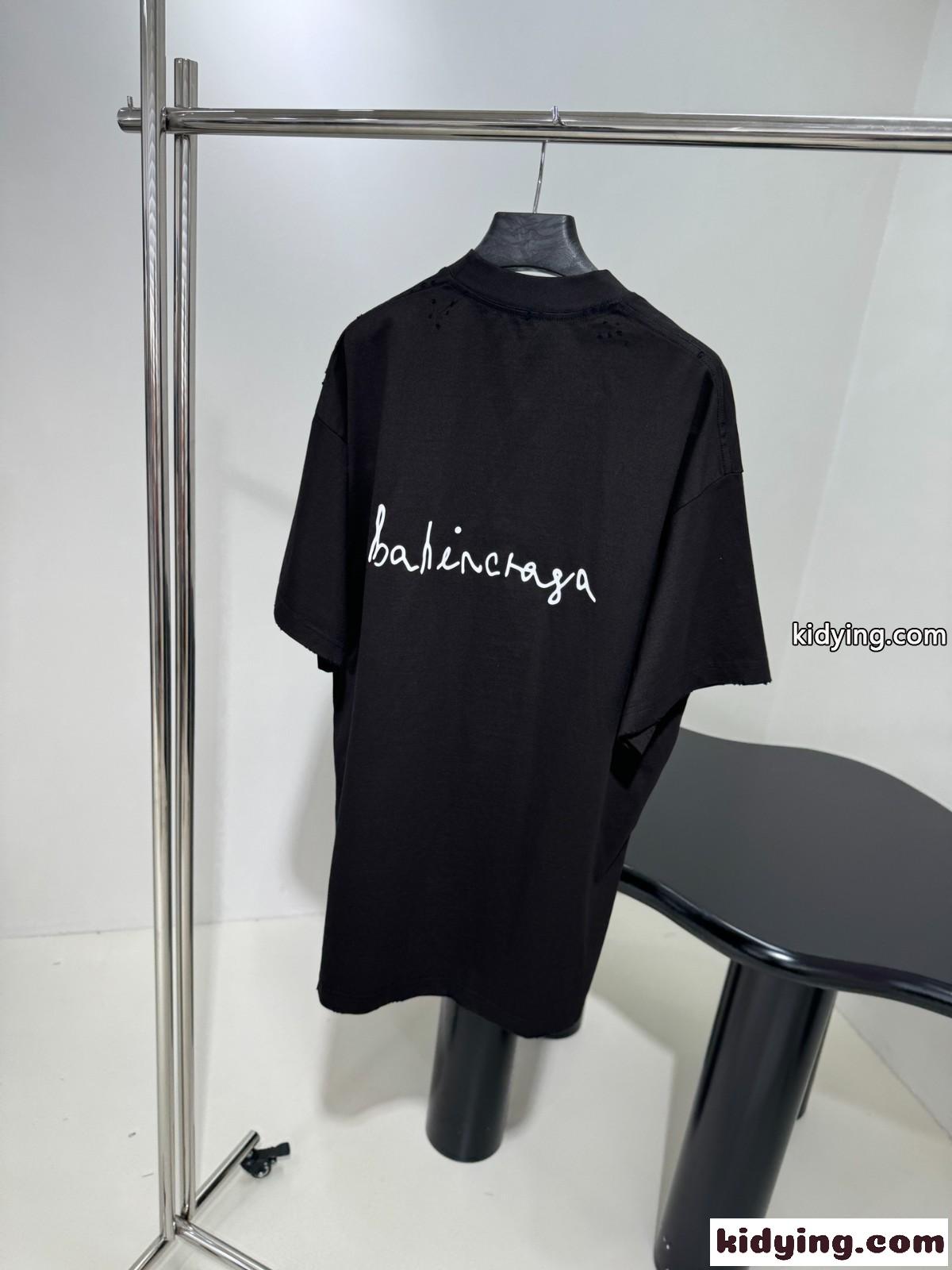 オーバーサイズ LOVEY 半袖Tシャツ バレンシアガ Tシャツ コピー ブラック-0