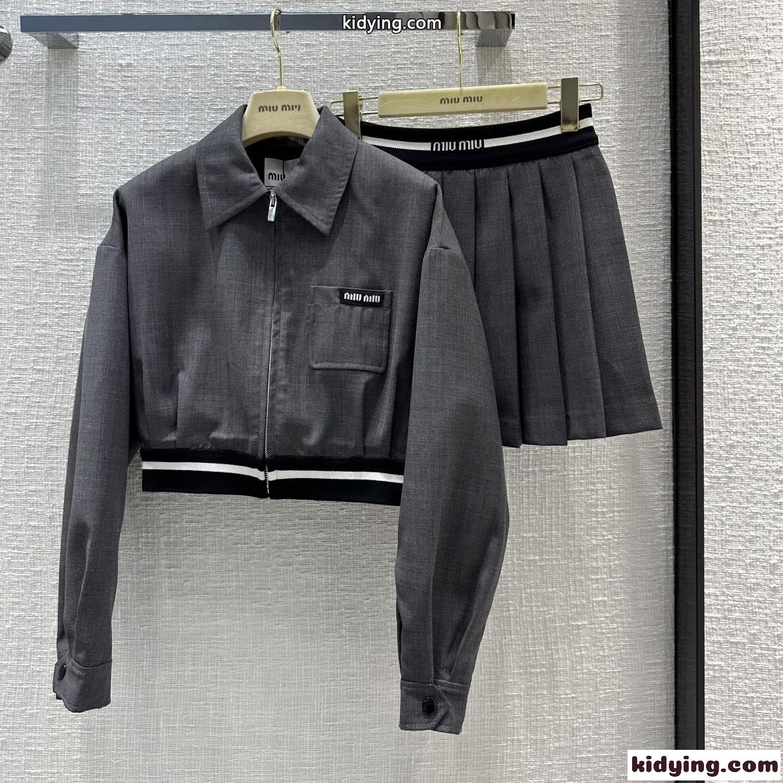 グレンプレイド ジャケット&ミニプリーツスカート 2点セット ミュウミュウ セットアップ コピー-2