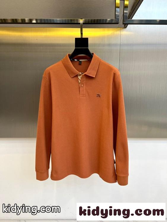定番 コットンピケ 長袖 ポロシャツ バーバリー Tシャツ 偽物 オレンジ-0