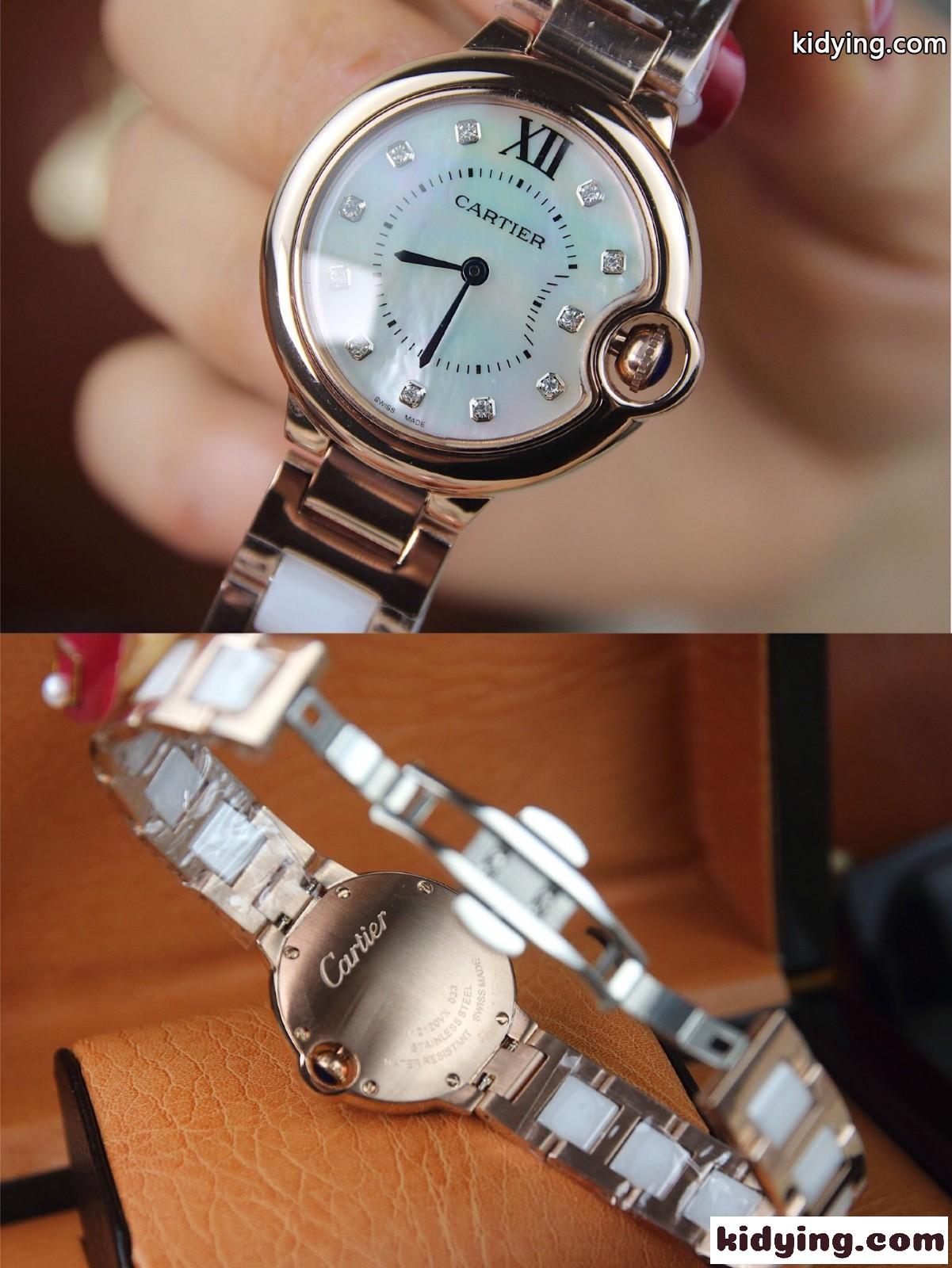 レディース おしゃれ エレガント 腕時計 33mm カルティエ 時計 人気 コピー バロン ブルー ウォッチ-3
