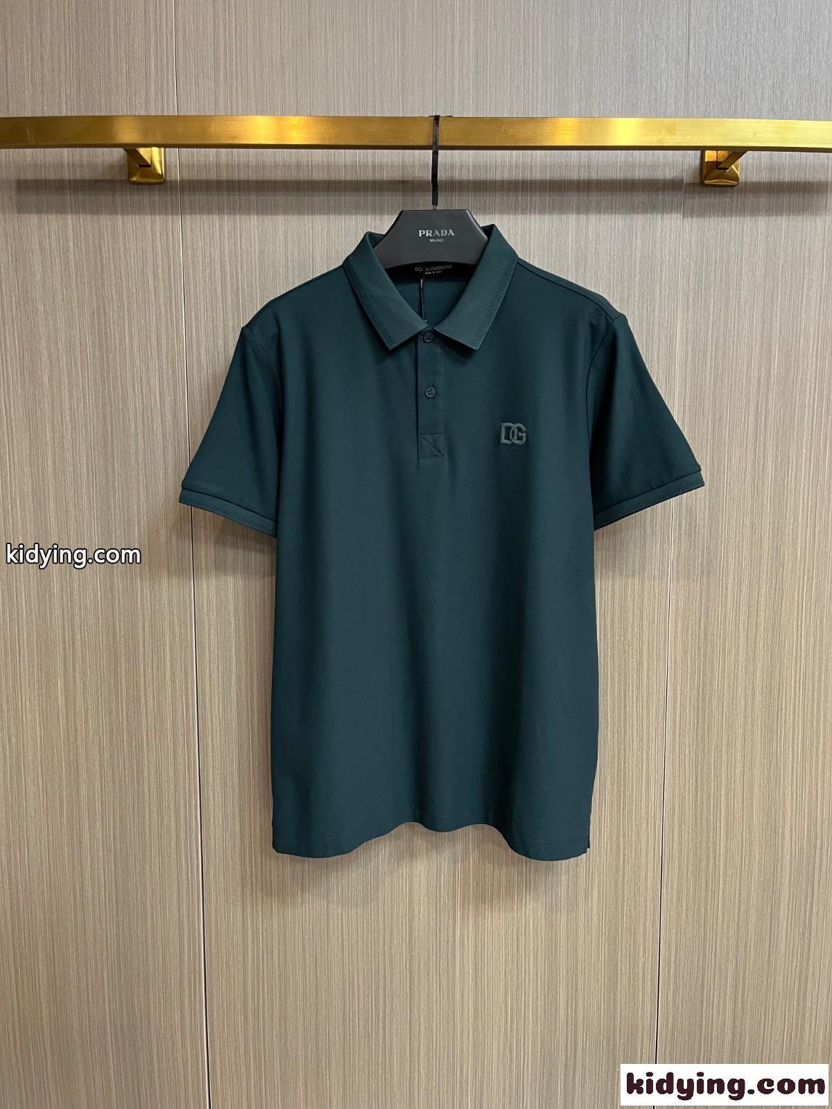 ドルチェ&ガッバーナ 半袖Tシャツ コピー カジュアル 定番 コットンピケ ポロシャツ グリーン-1