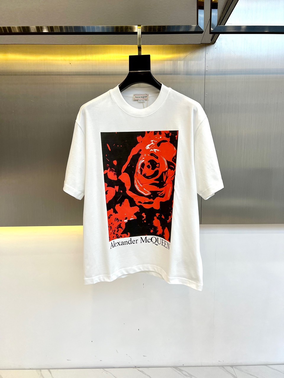 ワックス フラワー 半袖Tシャツ アレキサンダー・マックイーン Tシャツ コピー ホワイト-1