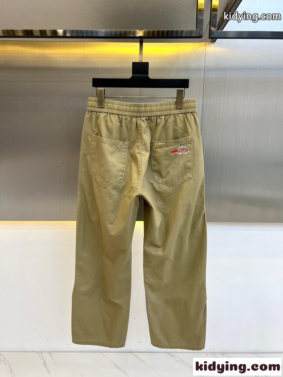 カジュアル ゆったり メンズ カーゴパンツ プラダ パンツ 偽物 コットン グリーン-3