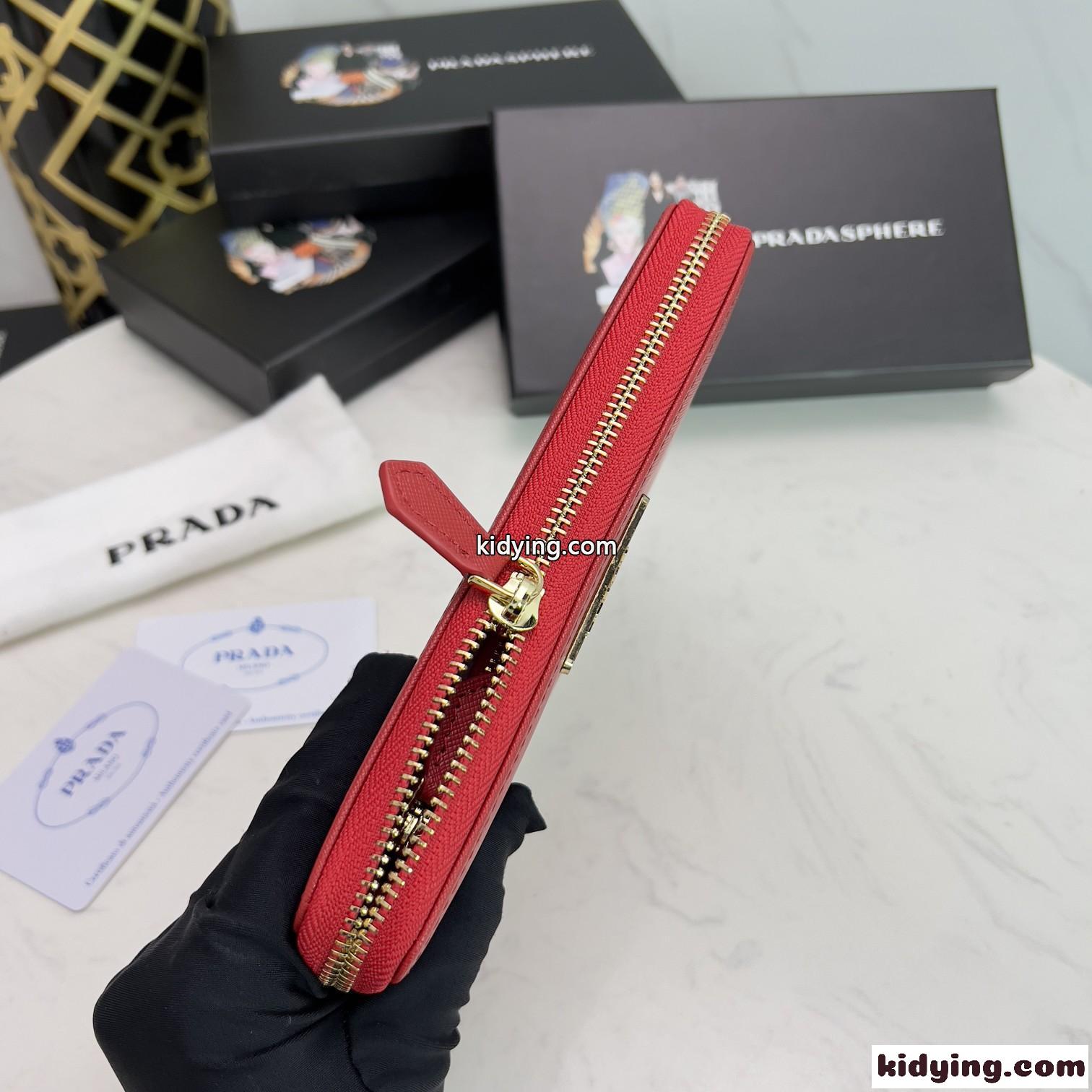 レディース 長財布 プラダ 財布 コピー 小銭入れ 大容量 使いやすい ラウンドファスナー レッド-2