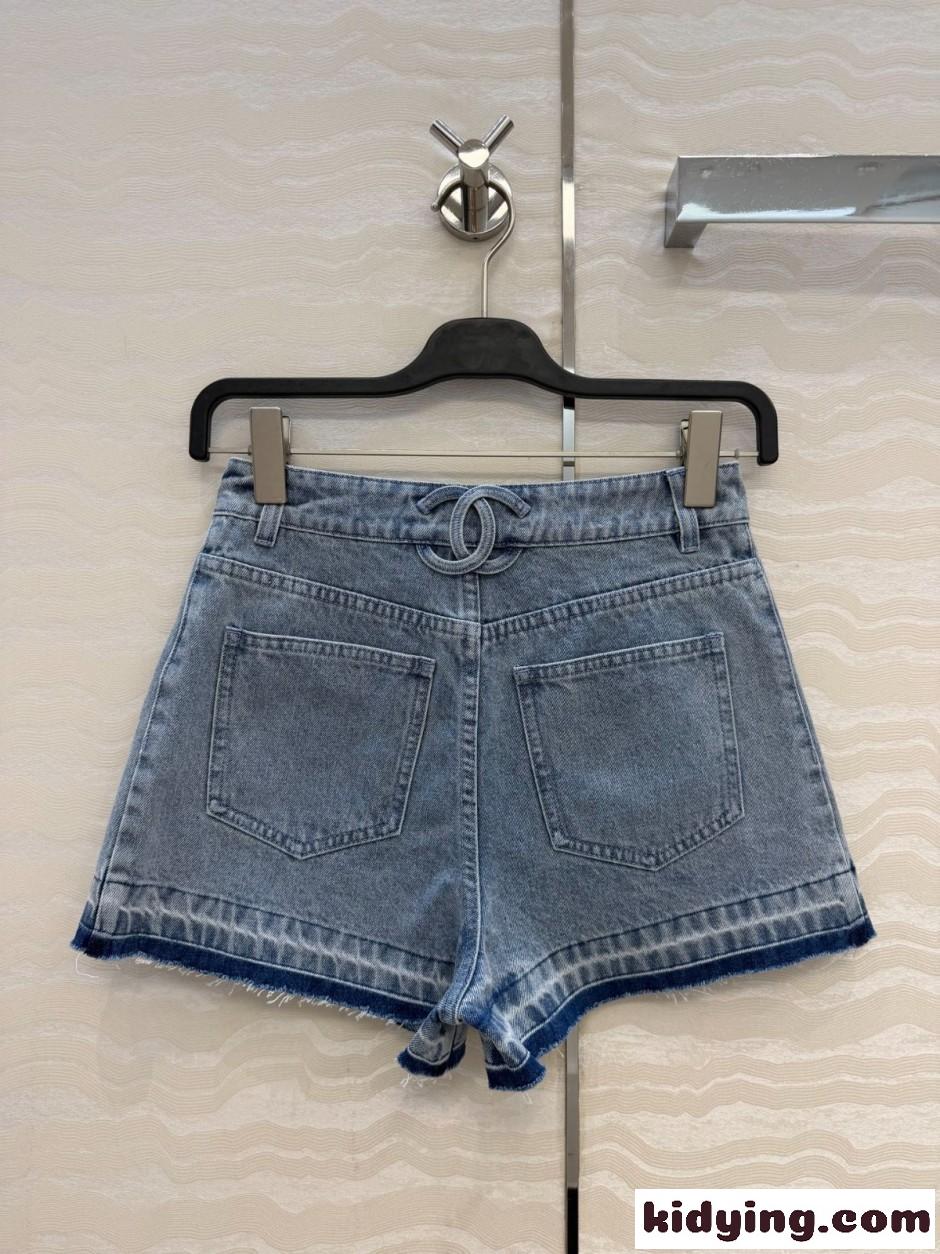 おしゃれ チェーンディテール デニム ショートパンツ シャネル パンツ コピー-3