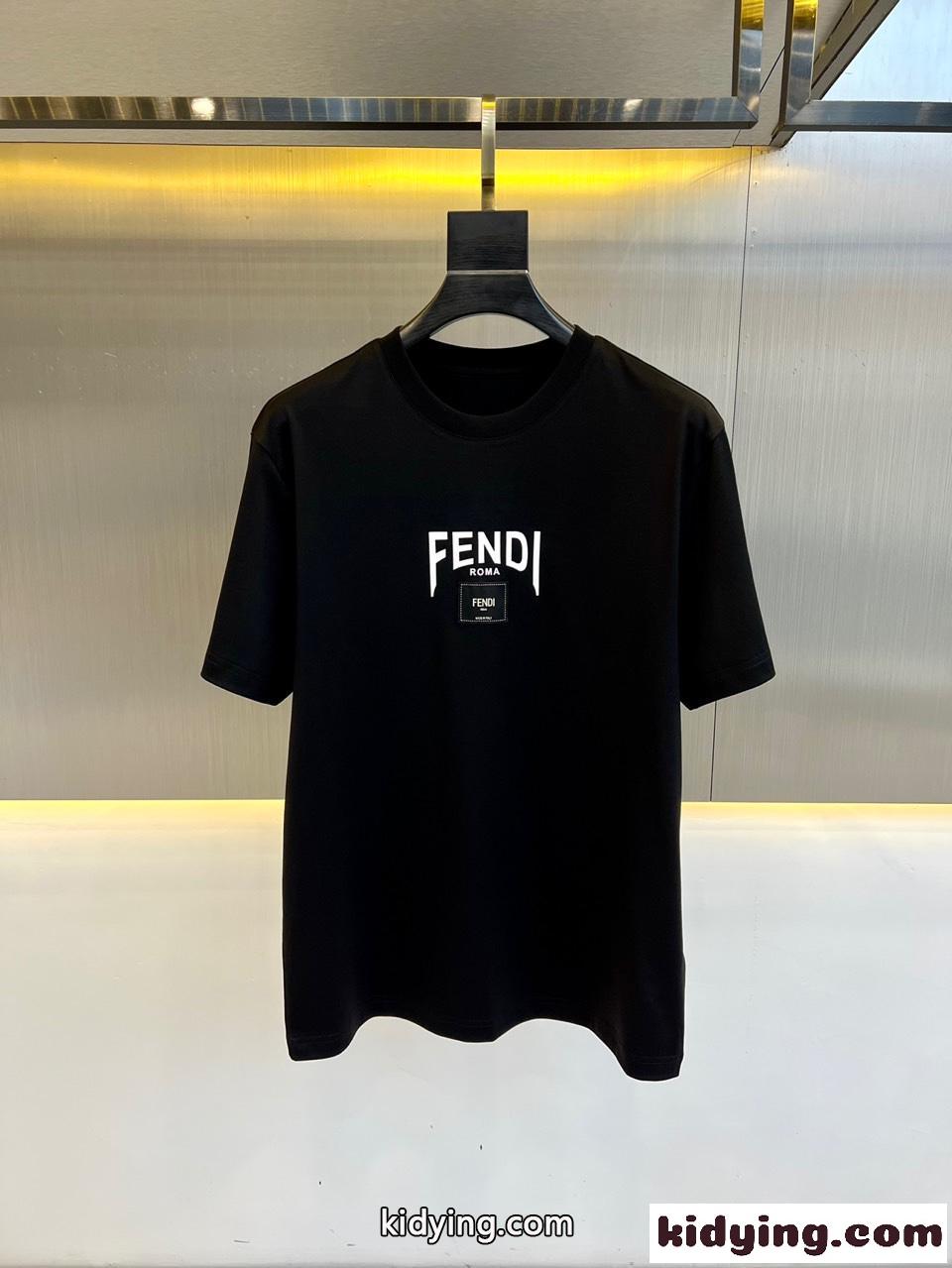 おしゃれ カジュアル フェンディ Tシャツ コピー メンズ ロゴ 半袖tシャツ ブラック-0