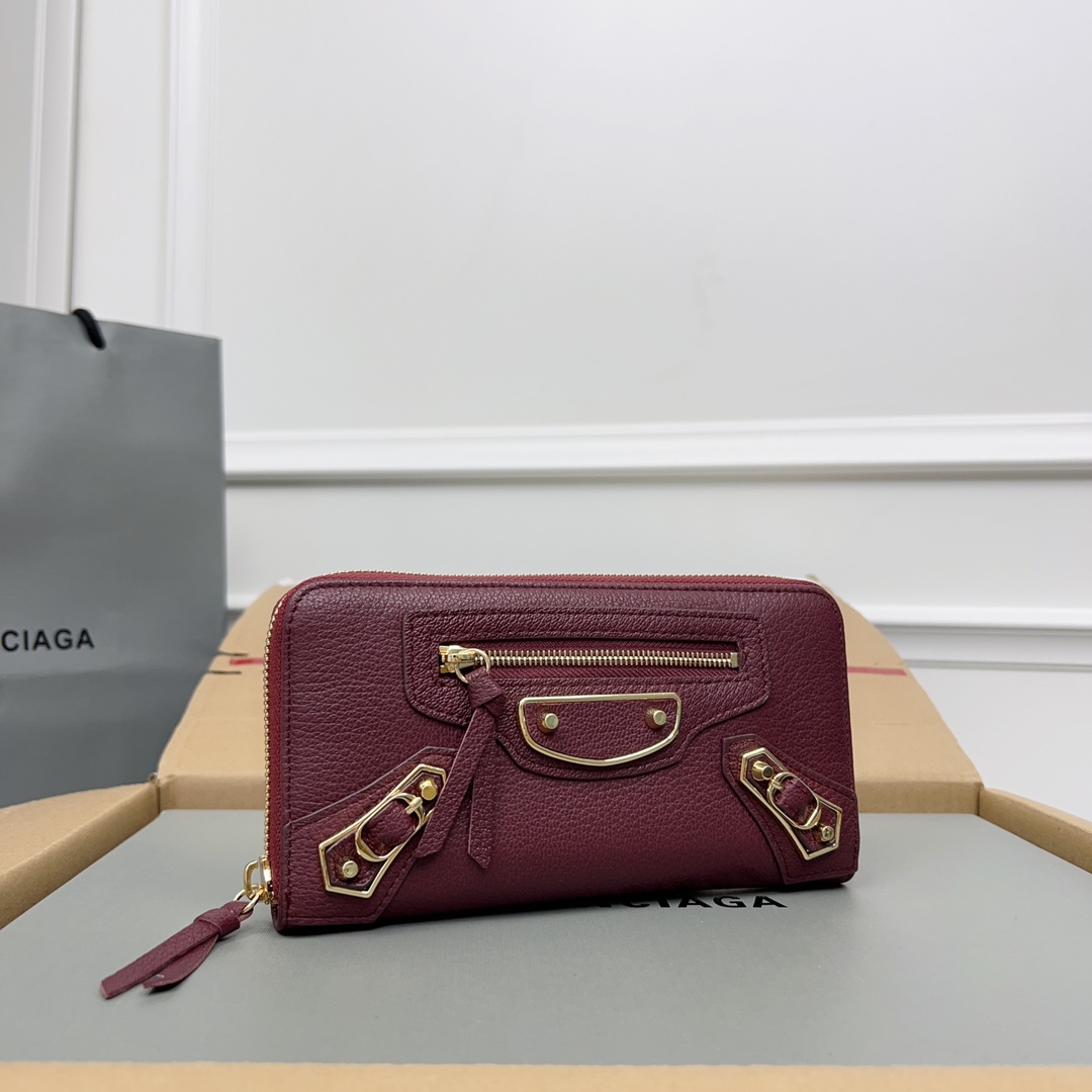 定番 ラウンドファスナー 長財布 バレンシアガ 財布 コピー ワイン-1