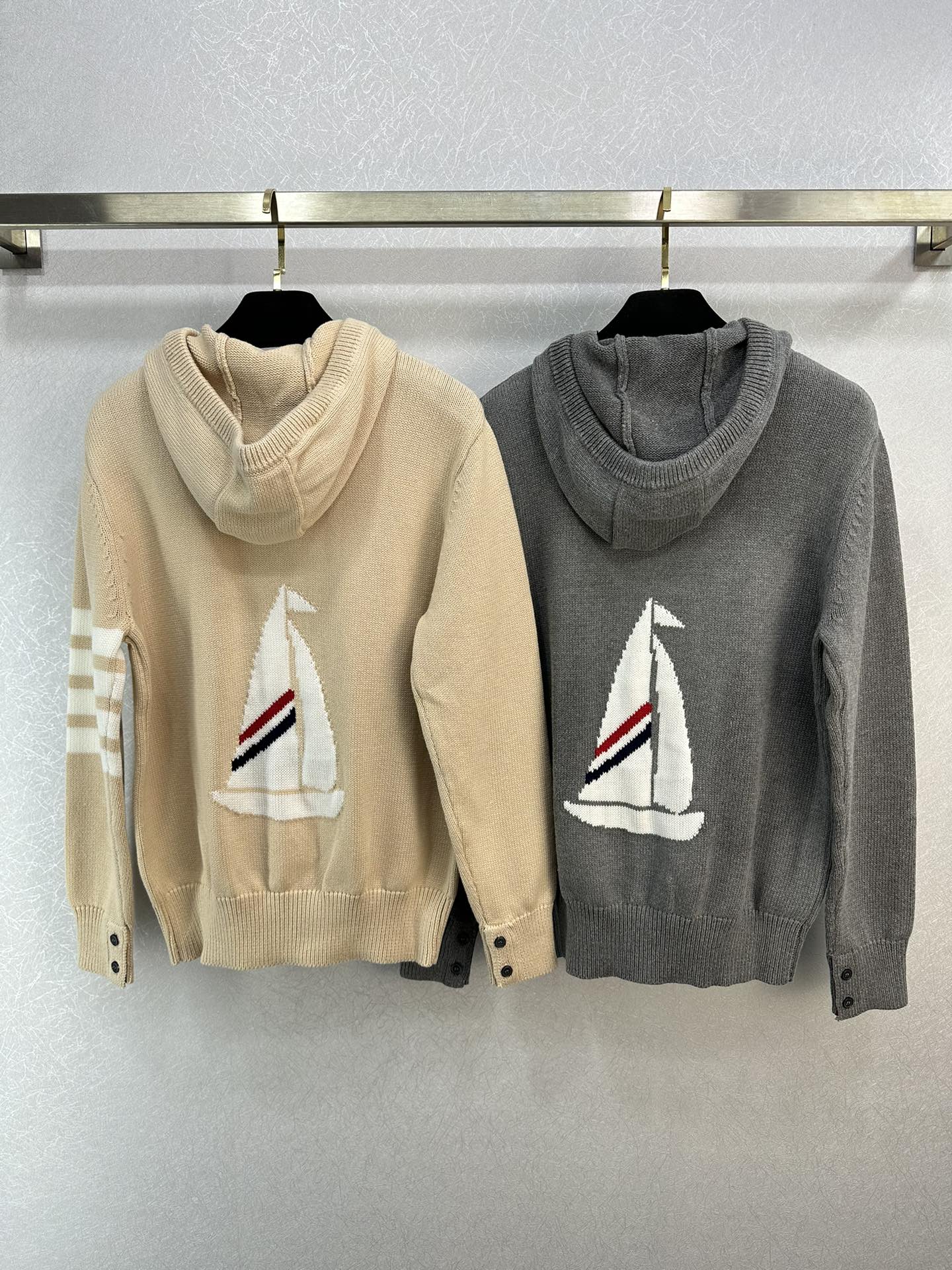 帆船 4BAR ジップアップフーディー トムブラウン ニット コピー パーカー-0