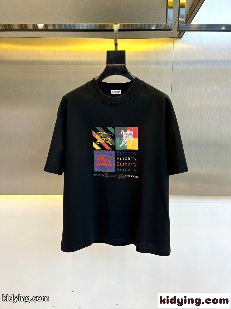 おしゃれ ロゴ入り 半袖Tシャツ バーバリー Tシャツ 偽物 クルーネック ブラック-0