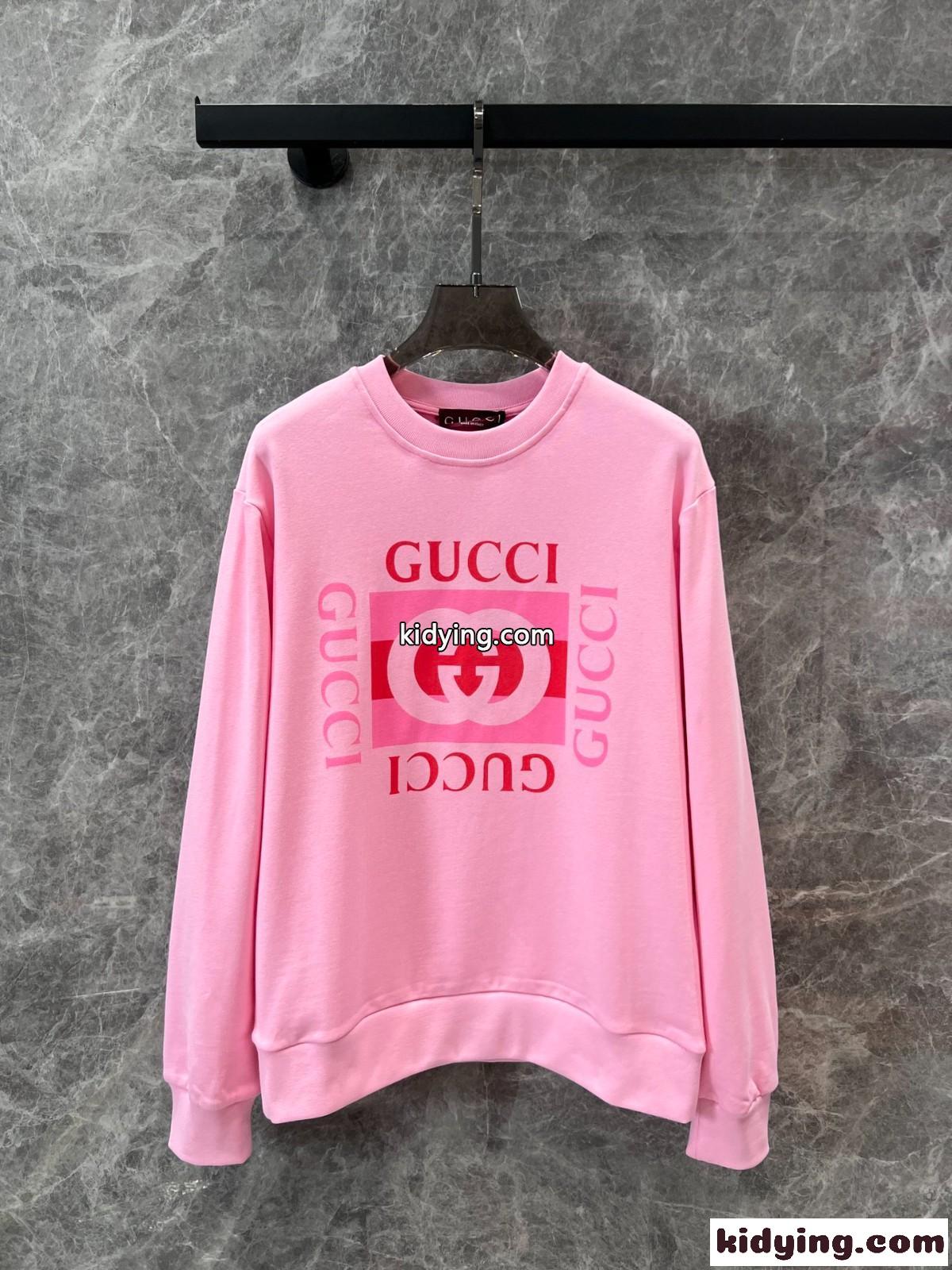 ロゴプリント コットン スウェットシャツ グッチ Tシャツ コピー ピンク-1