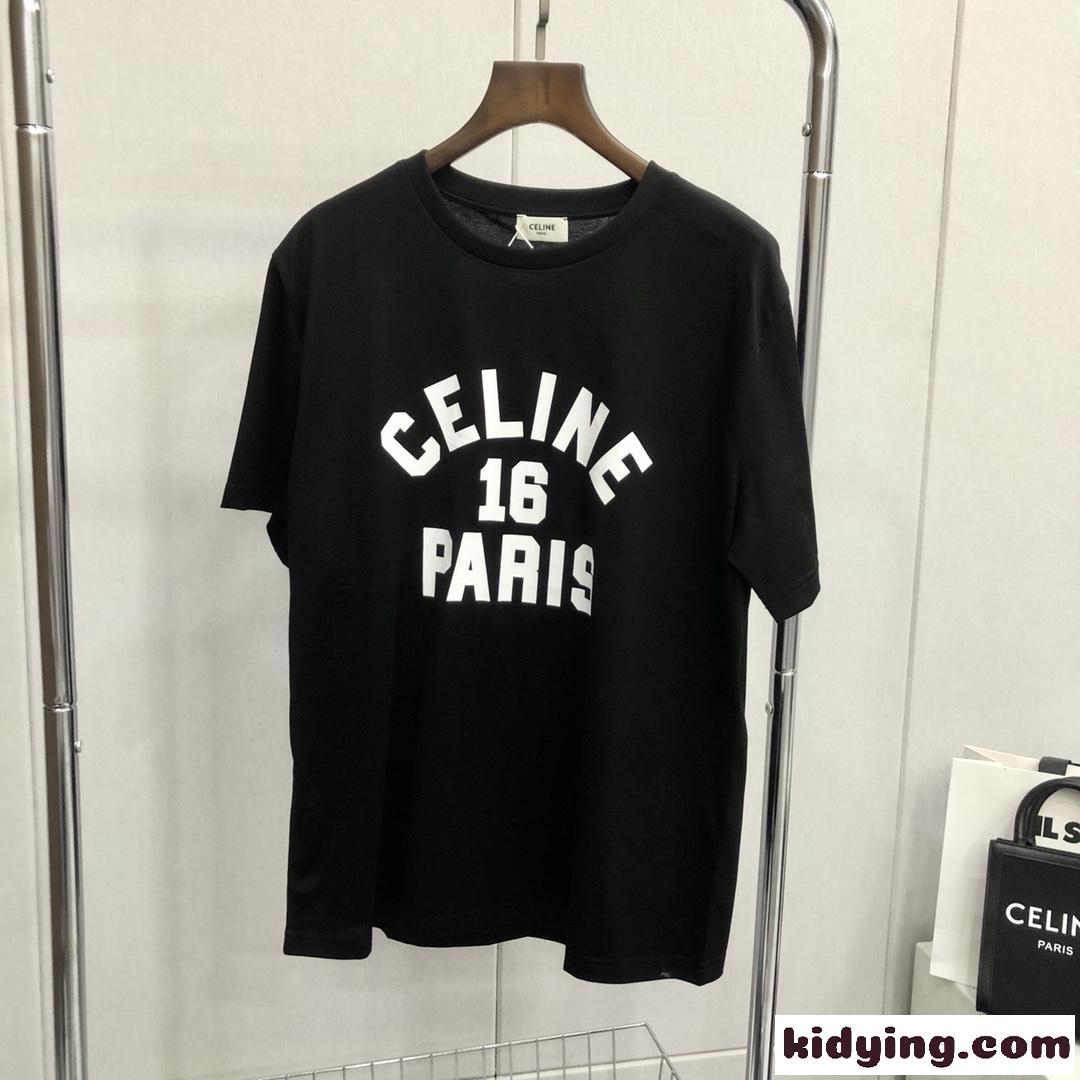 4色あり スポーツ風 ゆったり プリント セリーヌ tシャツ コピー 半袖 クルーネック カジュアル トップス-2
