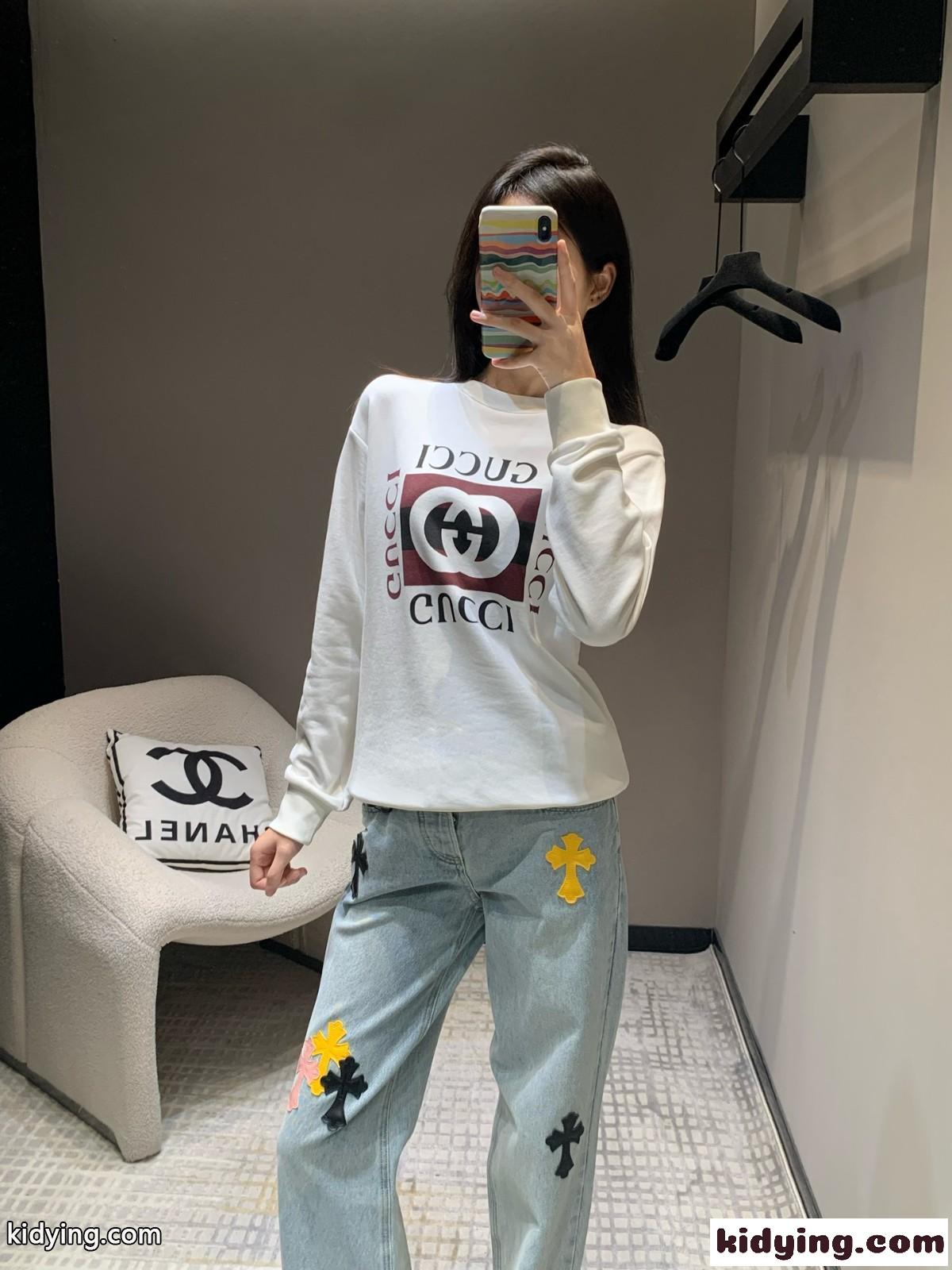 ロゴプリント コットン スウェットシャツ グッチ Tシャツ コピー ホワイト-0