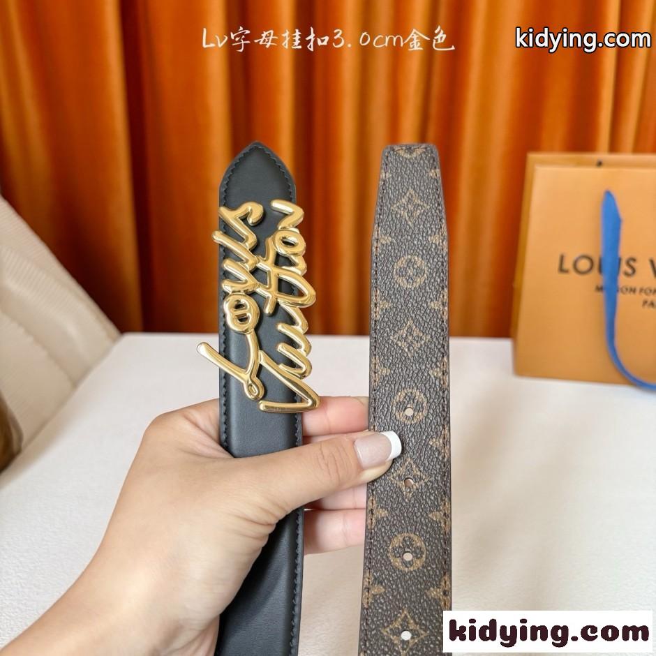 ベルト･LV スクリプト 30MM ルイ・ヴィトン ベルト スーパーコピー ブラック-1