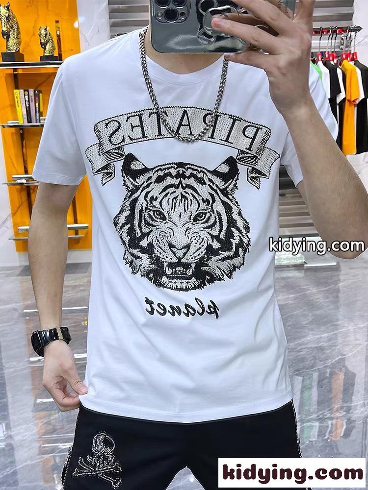 ストリート カジュアル クルーネック フィリッププレイン 半袖Tシャツ コピー 春夏 トップス 着心地いい-2