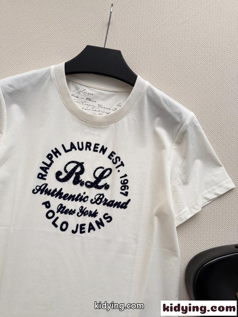 カジュアル ロゴ入り 半袖Tシャツ ラルフローレン Tシャツ 偽物 ホワイト-2