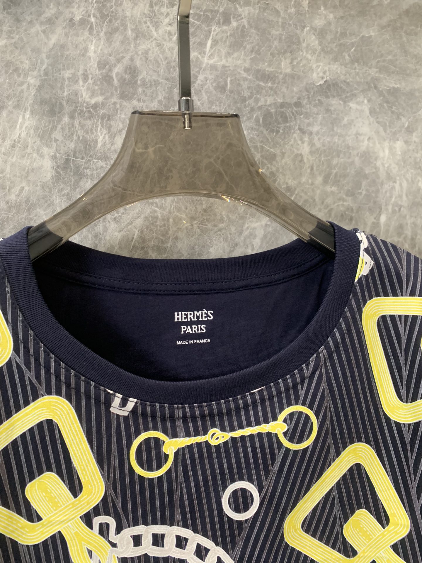 カジュアル お洒落 コットン 半袖Tシャツ エルメス Tシャツ コピー ブラック-3