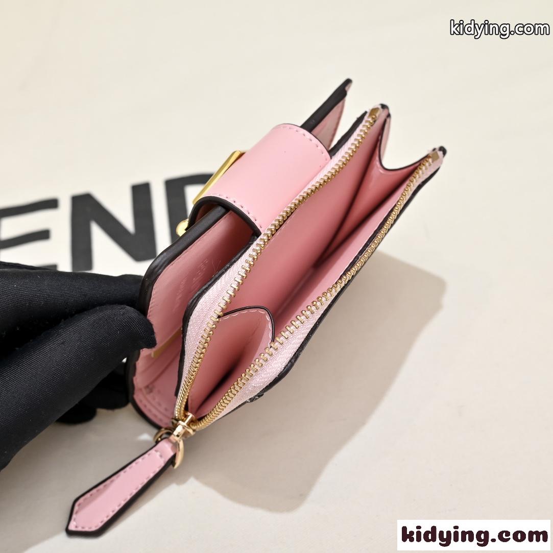 人気 小銭入れ付き 2つ折り財布 フェンディ 財布 スーパーコピー ピンク-4