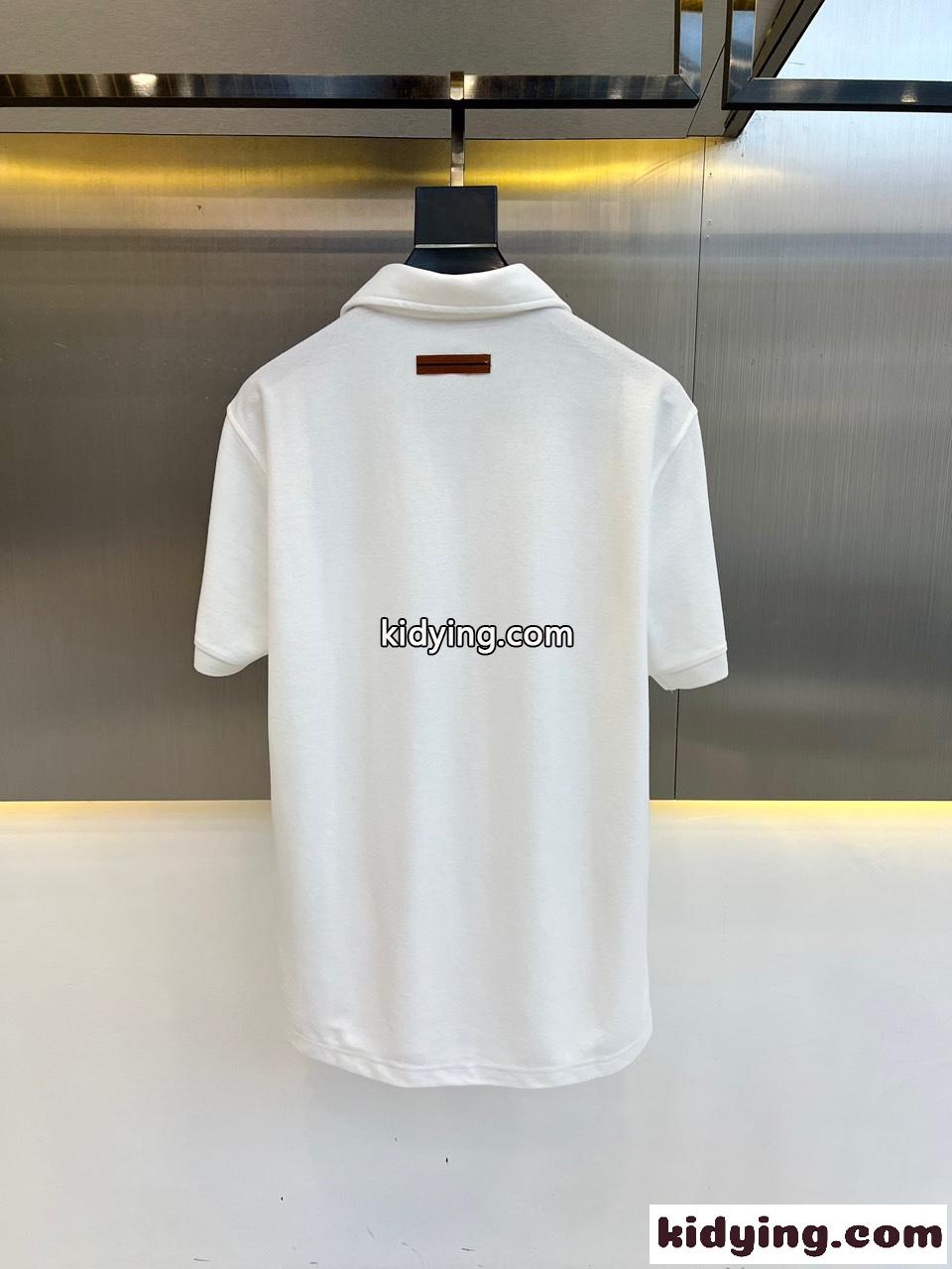 洗練された エルメネジルド・ゼニア 半袖Tシャツ コピー コットンピケポロシャツ ホワイト-4