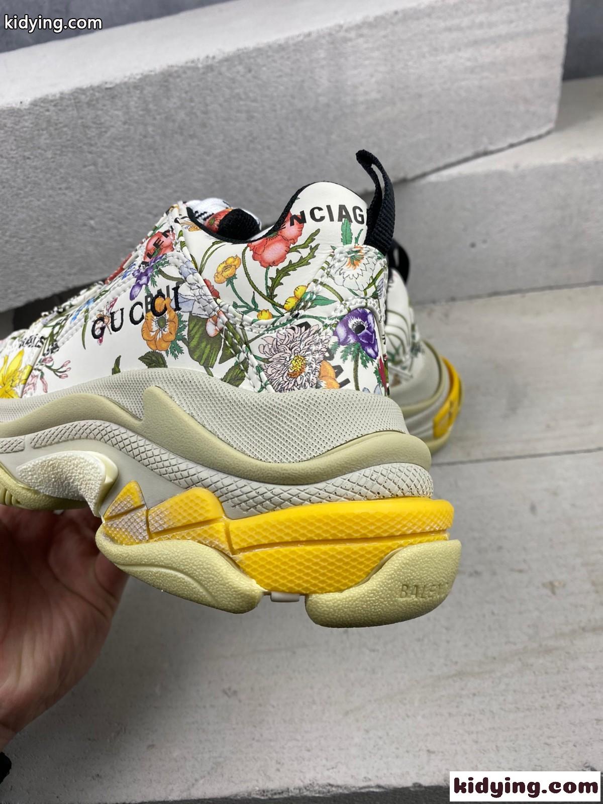 Balenciaga x GUCCI 個性的 花柄 人気 レースアップスポーツジューズ レディース メンズ おしゃれ バレンシアガ スニーカー コピー 厚底-4