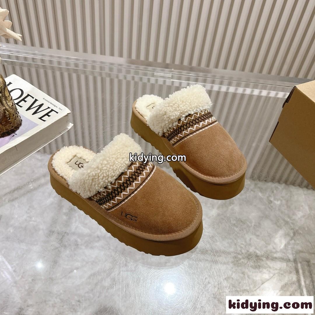秋冬 カジュアル スエード ムートン スリッパ アグ サンダル スーパーコピー UGG ブラウン-0