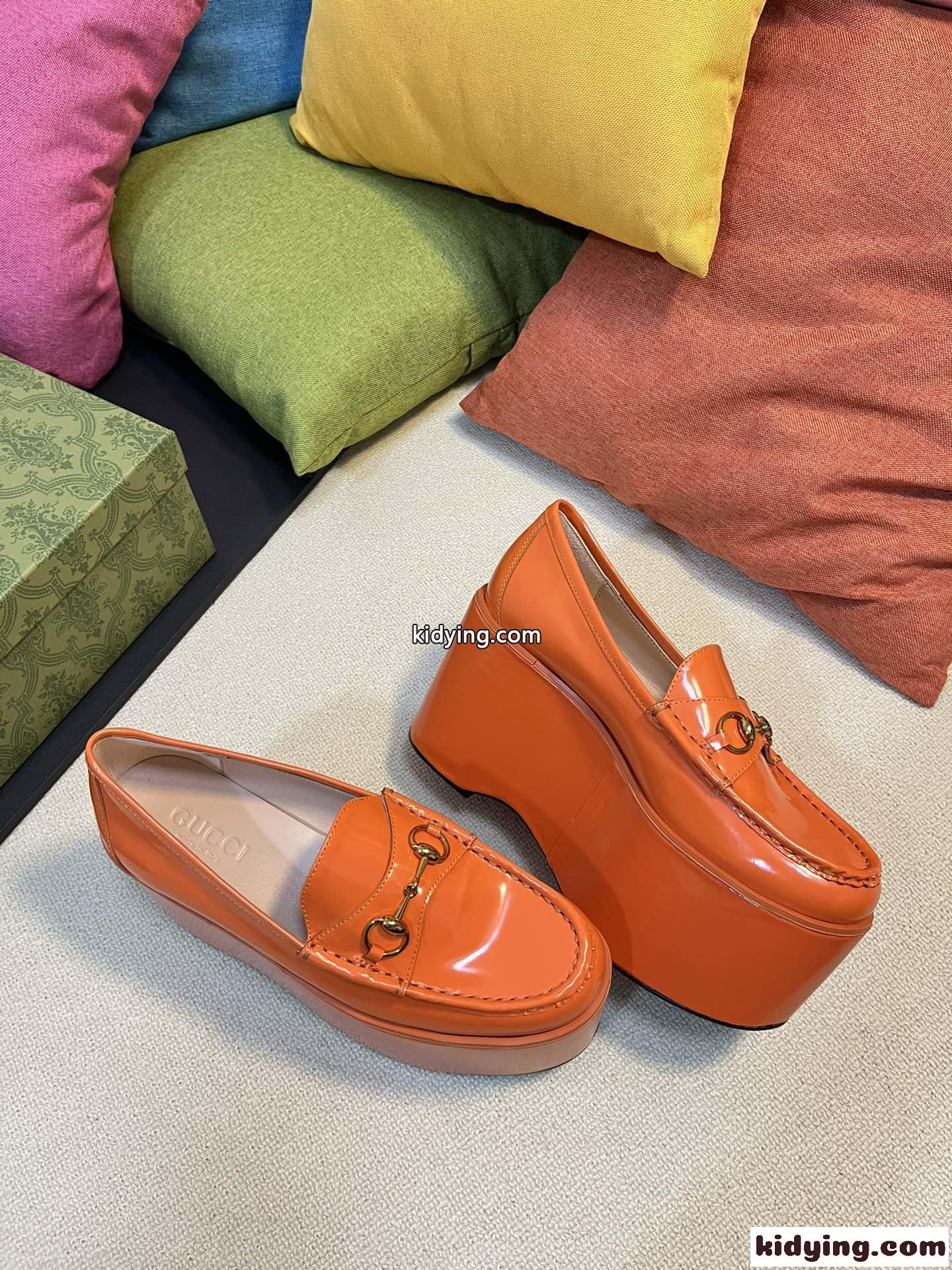 GUCCI ホースビット ウィメンズ プラットフォーム ローファー グッチ シューズ コピー オレンジ-0