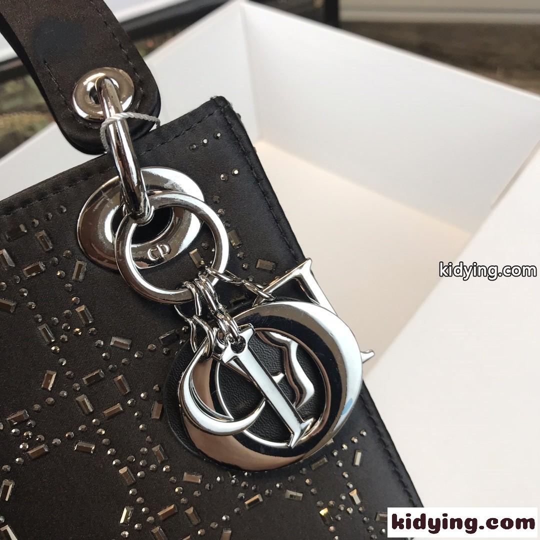 クリスチャン・ディオール バッグ コピー 大人気 LADY DIOR カナージュ サテン ミニバッグ ブラック-2