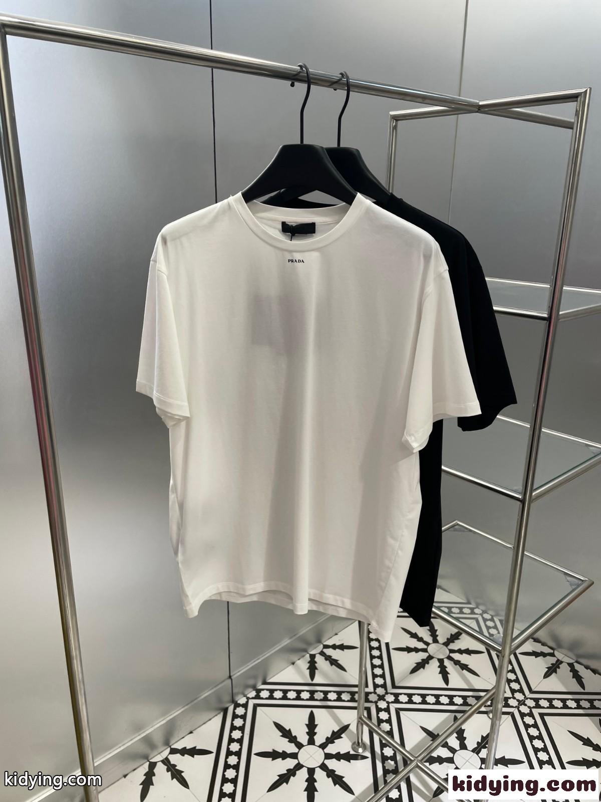 シンプル クルーネック ジャージーTシャツ プラダ Tシャツ コピー ユニセックス-0