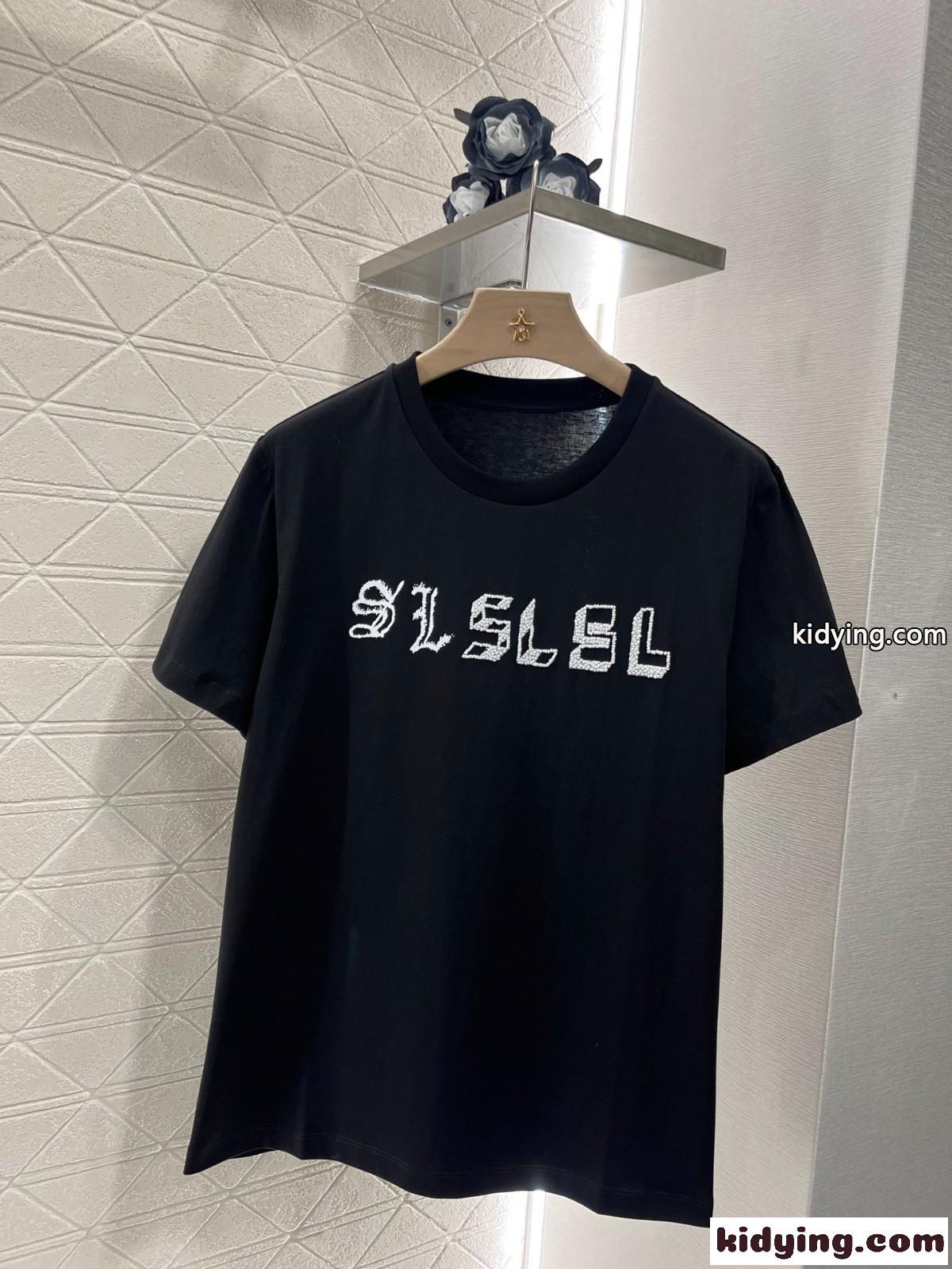 シンプル ロゴ入り コットン 半袖Tシャツ イヴ・サンローラン Tシャツ コピー ブラック-2