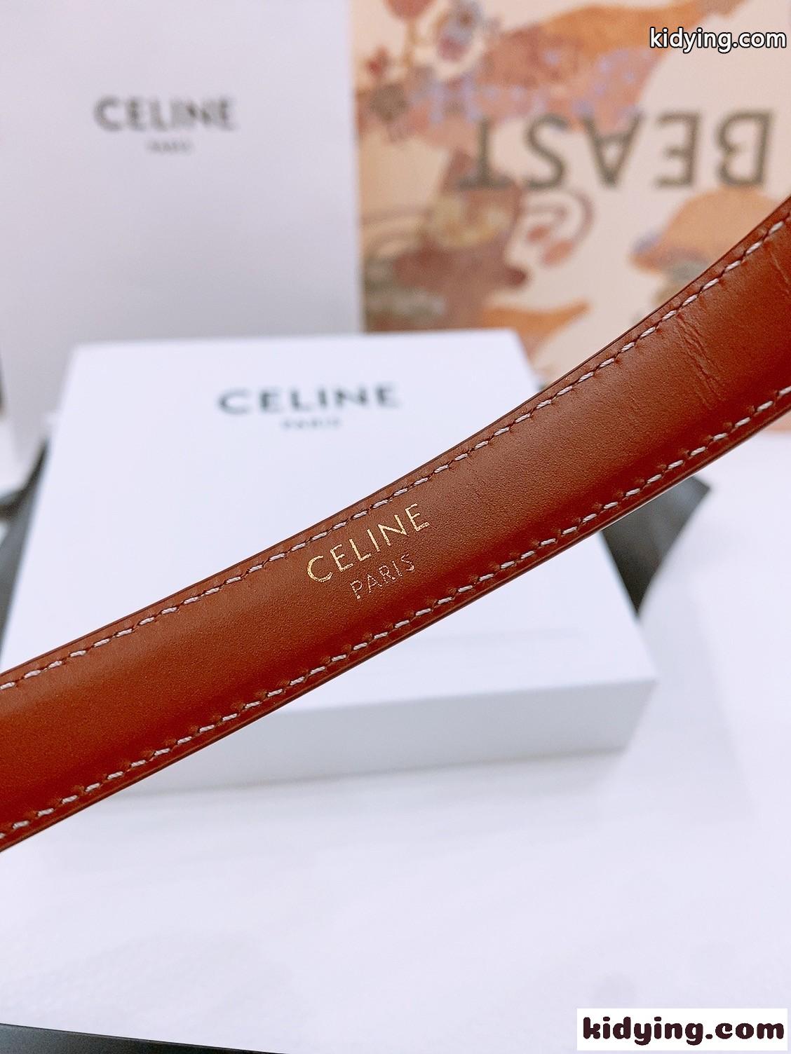 上品 シンプル 合わせやすい トリオンフ スリムベルト セリーヌ ベルト コピー ブラウン-4
