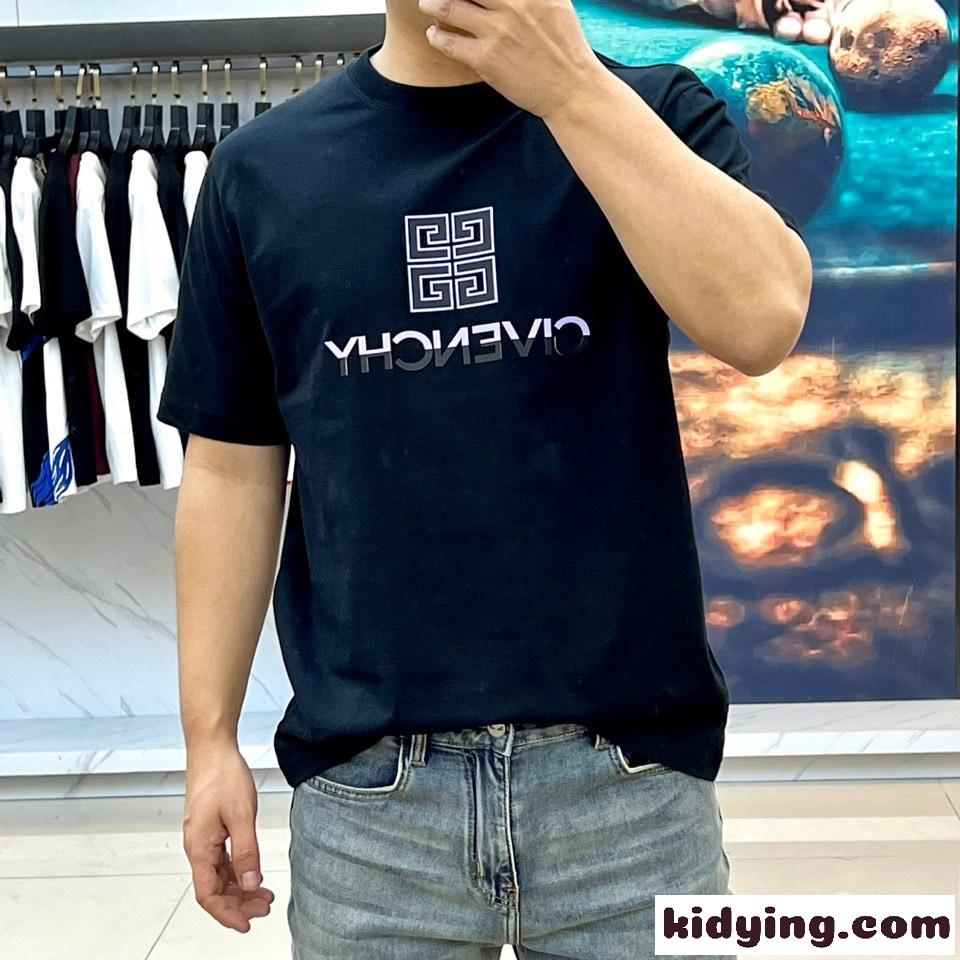 ベーシック ジバンシィ Tシャツ 偽物 ロゴ クルーネック コットン 半袖Tシャツ ブラック-2