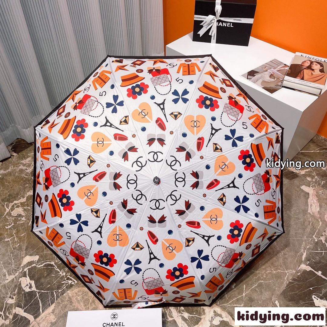 シャネル 傘 コピー 人気 軽量 レディース 可愛い プリント UVカット オシャレ 晴雨兼用 自動開閉-4